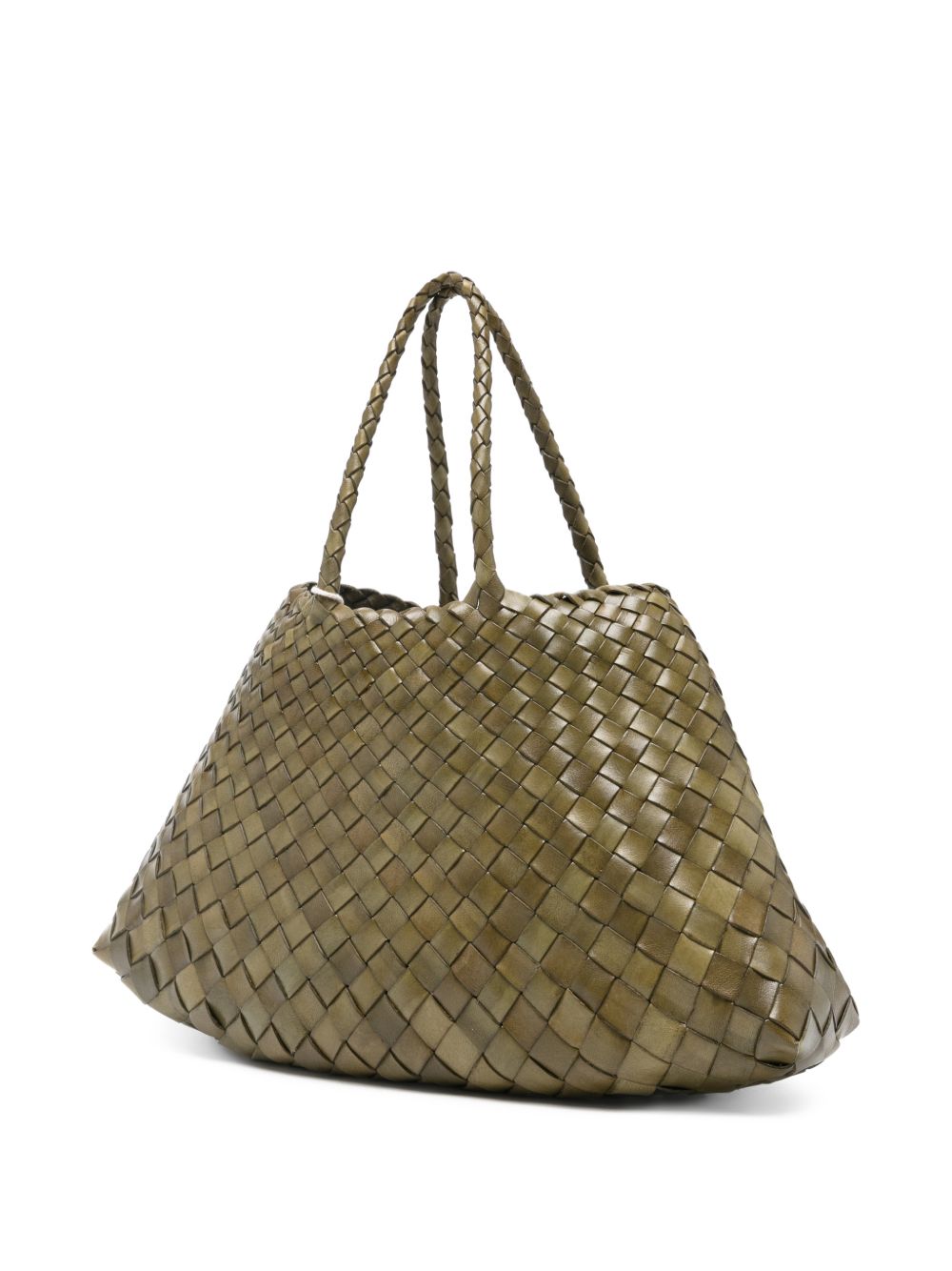 DRAGON DIFFUSION Borsa tote Santa Croce Small in pelle intrecciata verde Khaki 