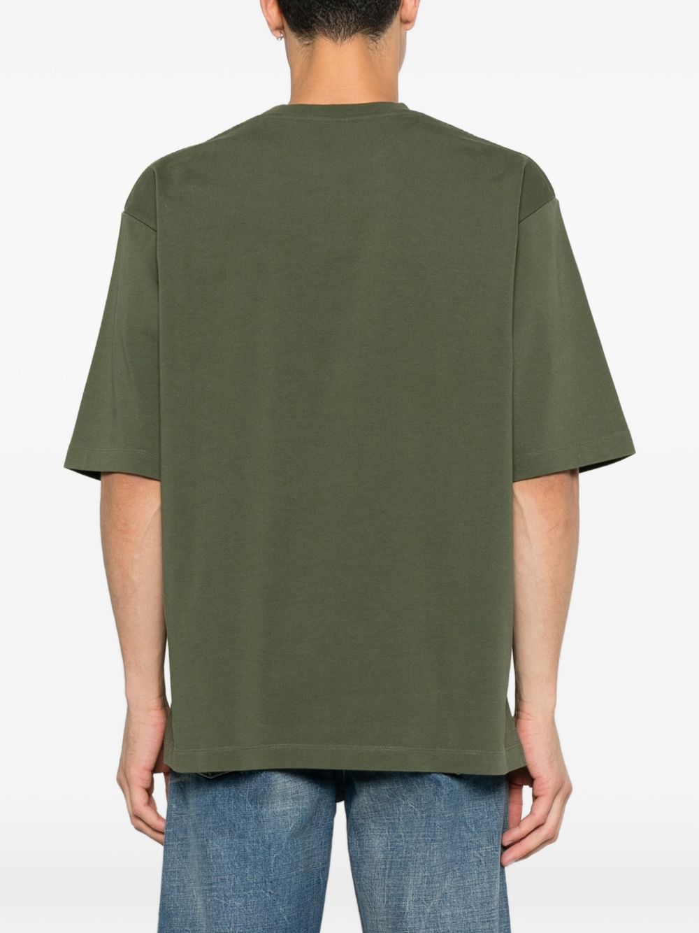 DSQUARED2 Maglia girocollo verde militare a maniche corte con logo 