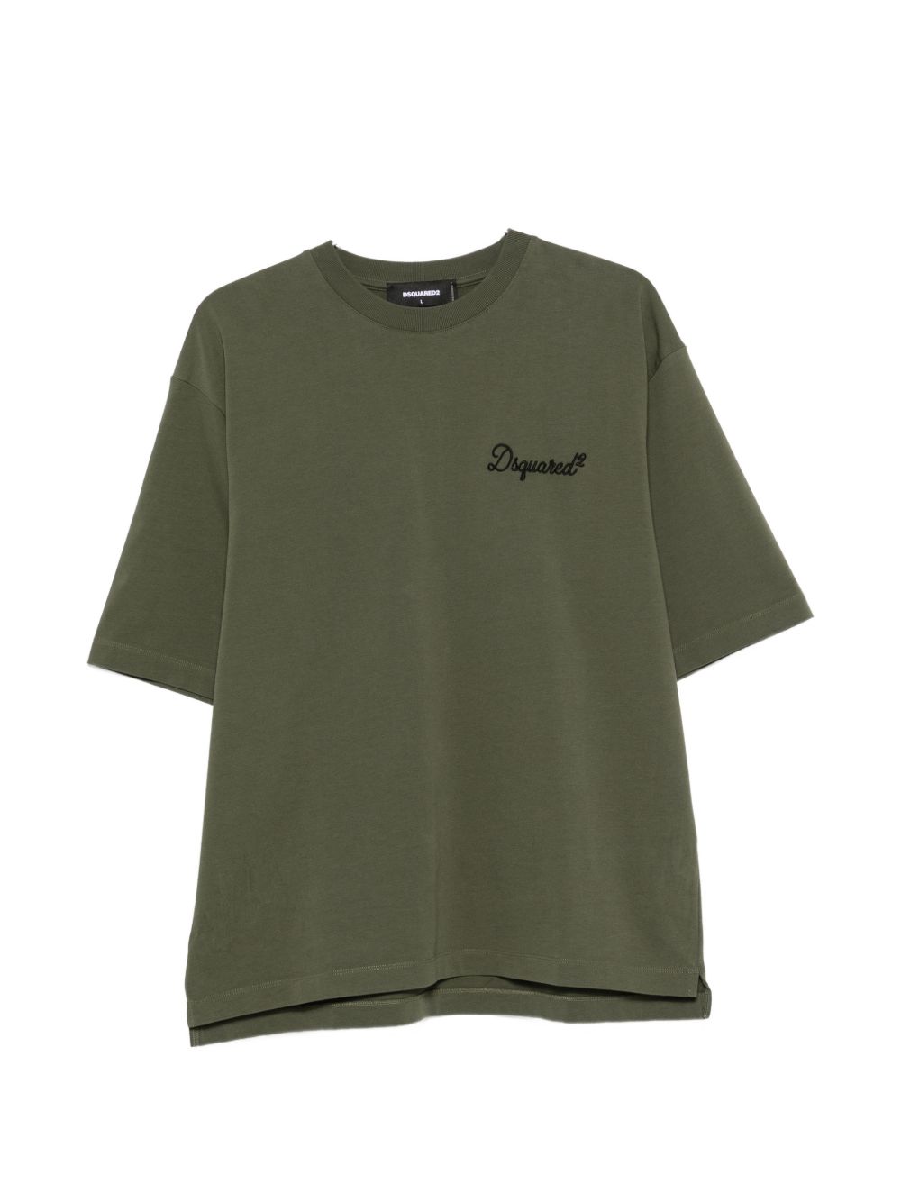 DSQUARED2 Maglia girocollo verde militare a maniche corte con logo 