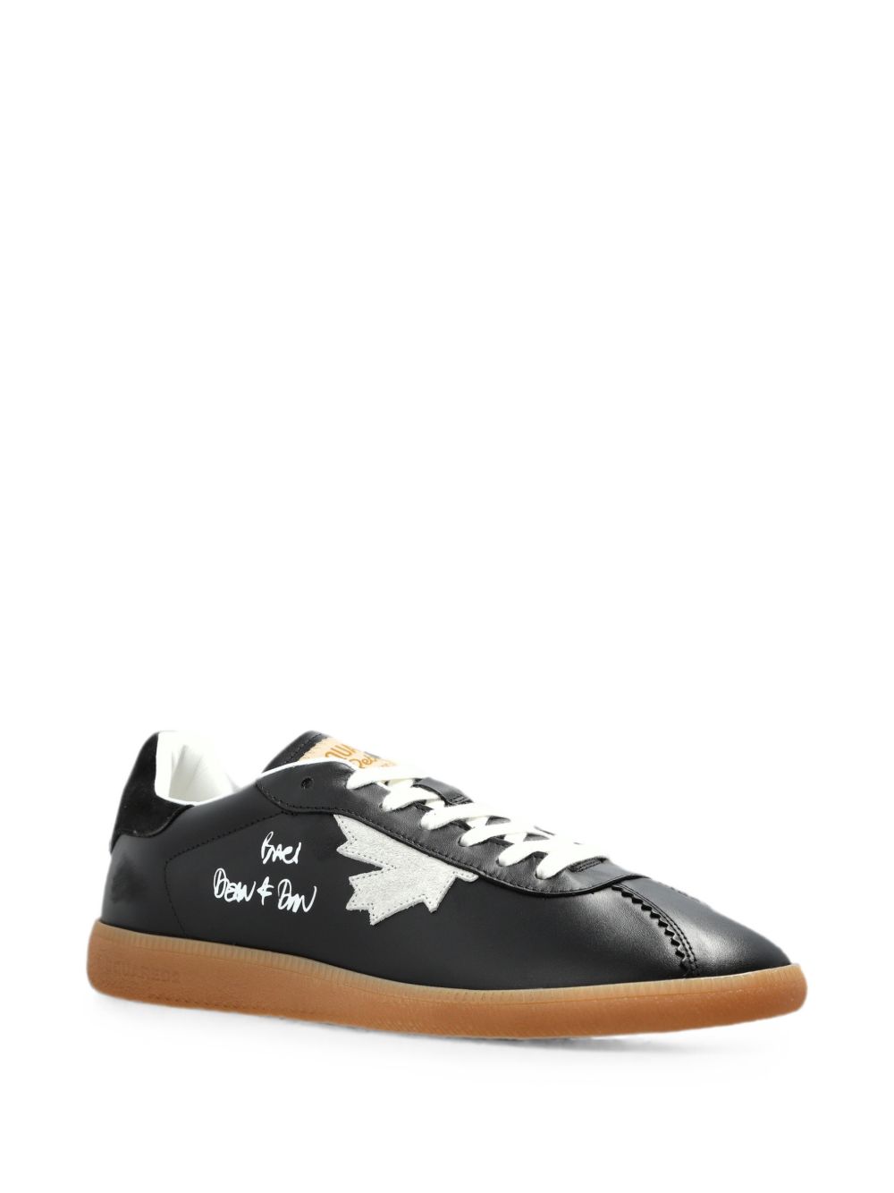 DSQUARED2 Sneakers nere in pelle con lacci bianchi 