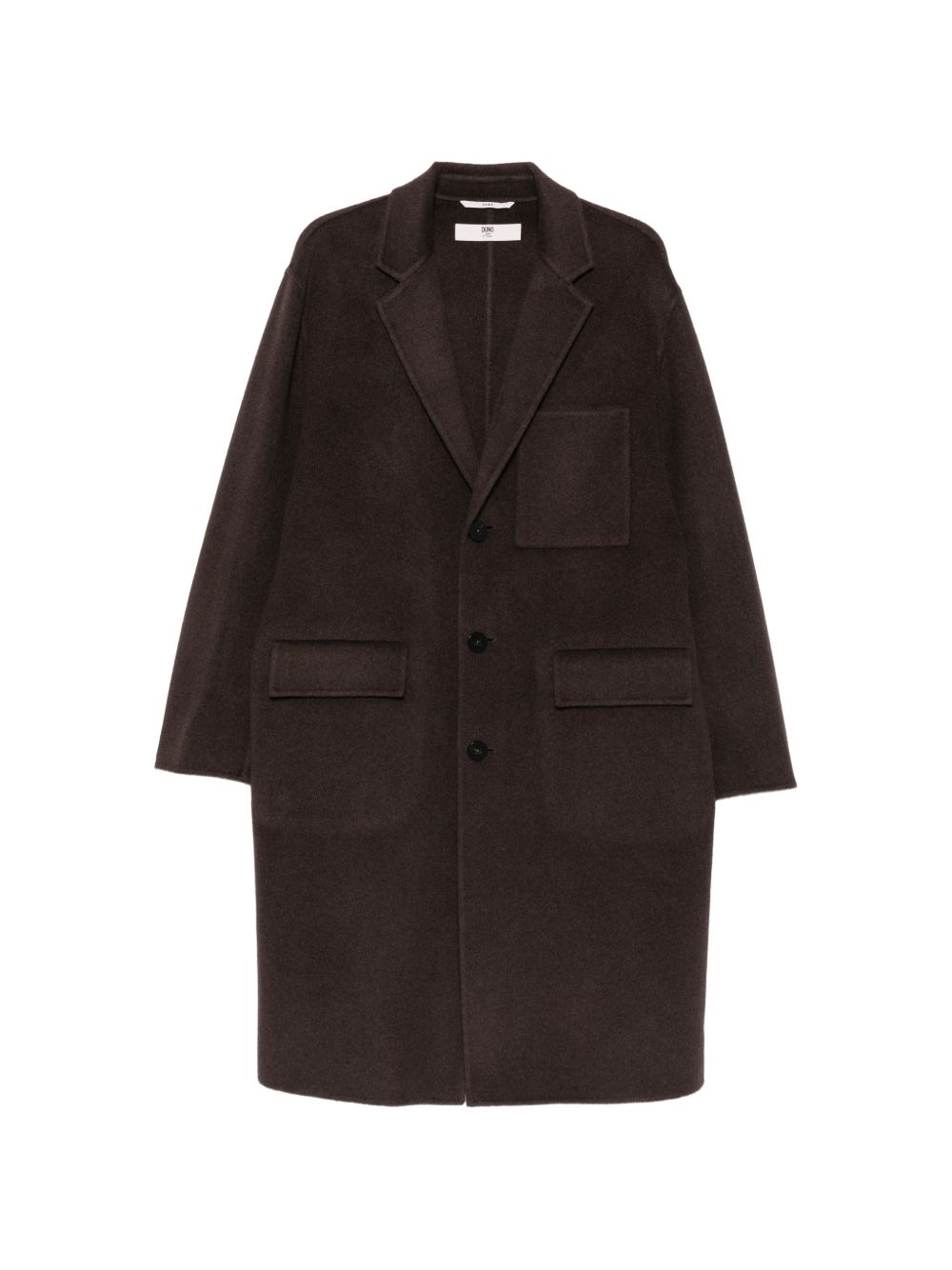 DUNO Cappotto Lungo Marrone in Lana e Cashmere 
