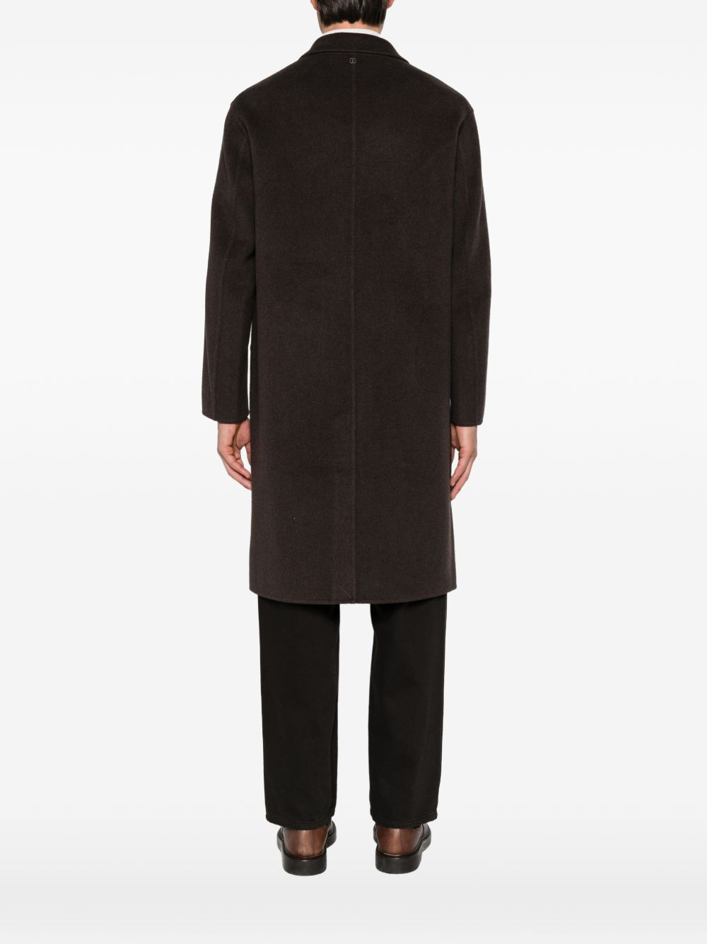 DUNO Cappotto Lungo Marrone in Lana e Cashmere 