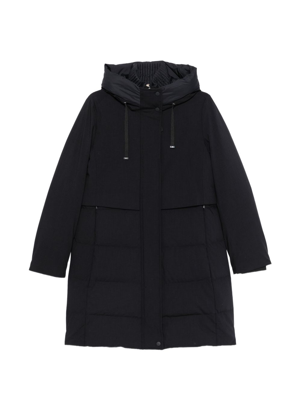 DUNO Piumino Lungo Blu Navy con Cappuccio 