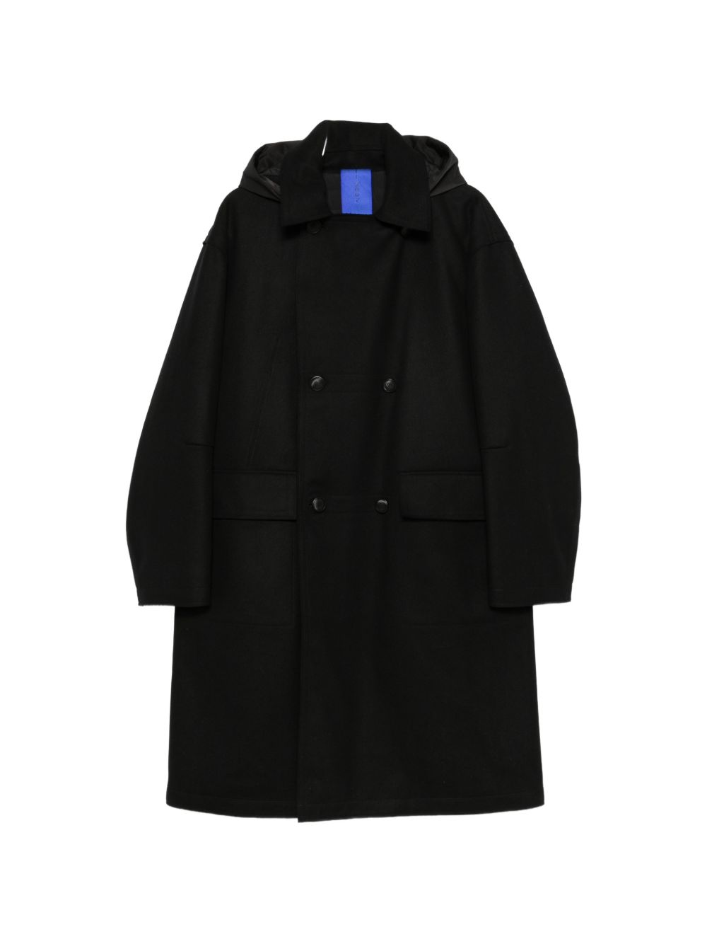 DUNO Cappotto Doppiopetto Nero in Lana e Cashmere 