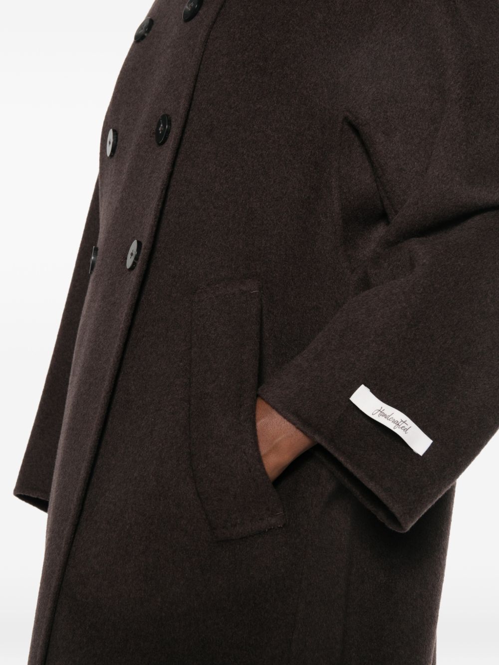 DUNO Cappotto Lungo Marrone in Lana e Cashmere 