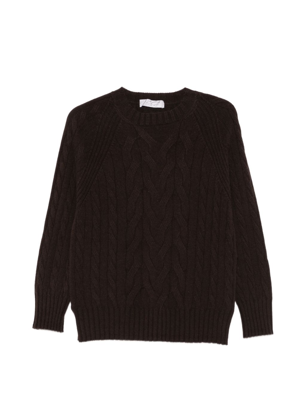 D EXTERIOR Maglia girocollo marrone in cashmere con texture intrecciata 