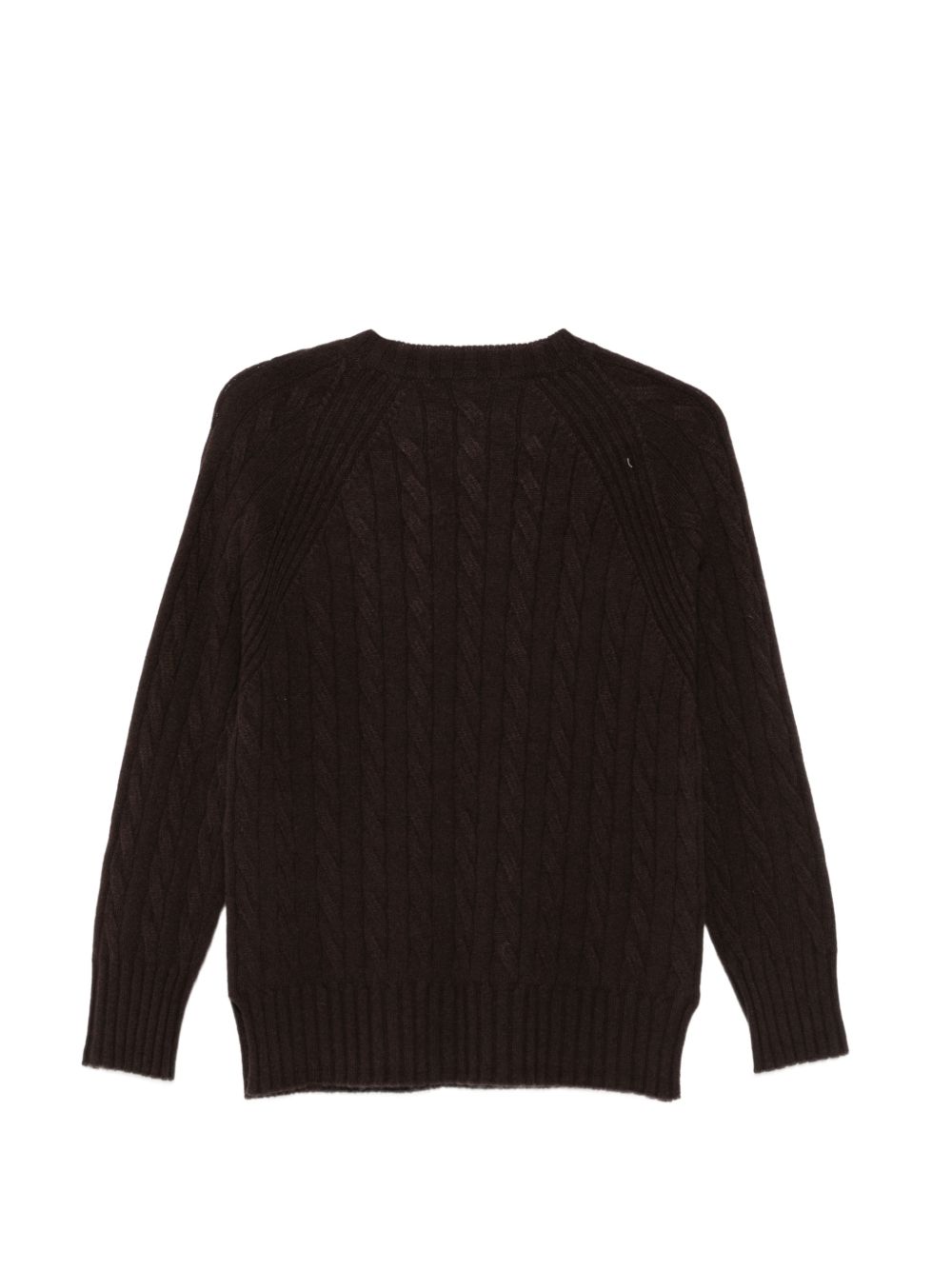 D EXTERIOR Maglia girocollo marrone in cashmere con texture intrecciata 