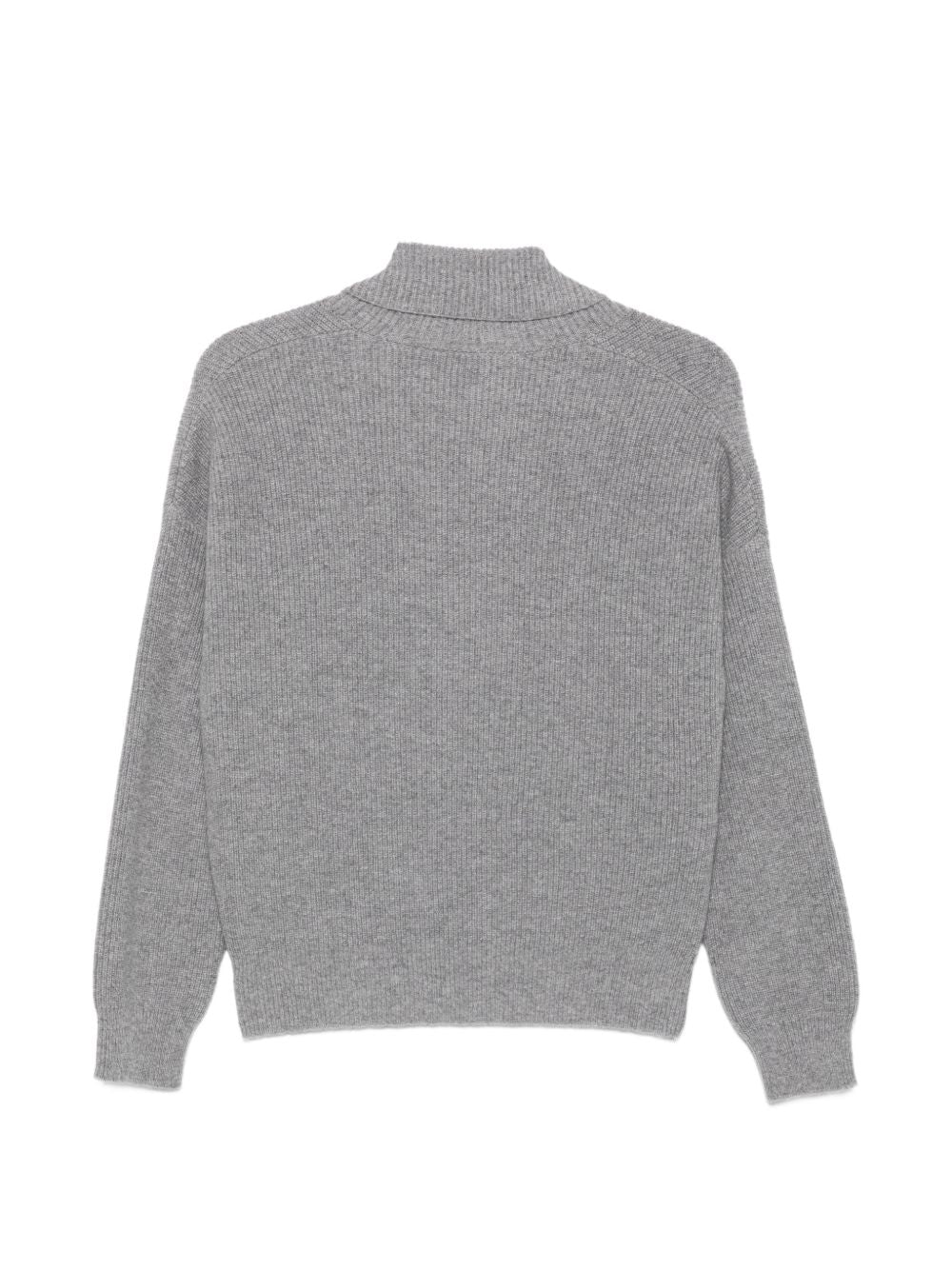 D EXTERIOR Maglia grigio chiaro in cashmere con scollo a V 