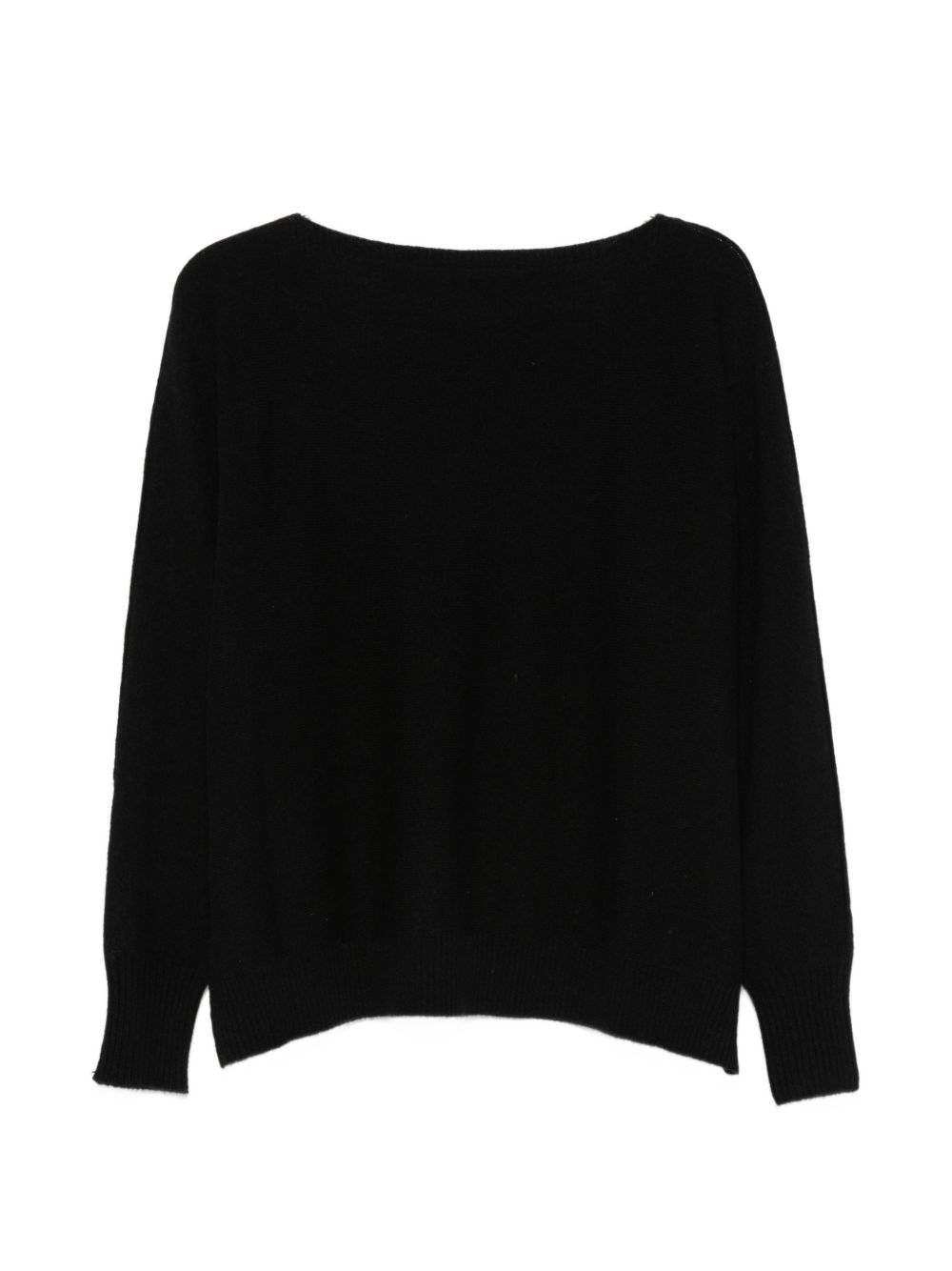D EXTERIOR Maglia nera con scollo a barca in cashmere 
