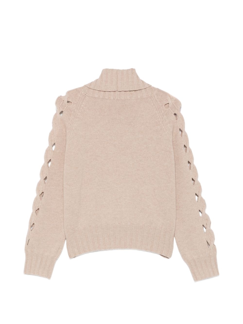 D EXTERIOR Maglia beige a collo alto con dettagli cut-out intrecciati 