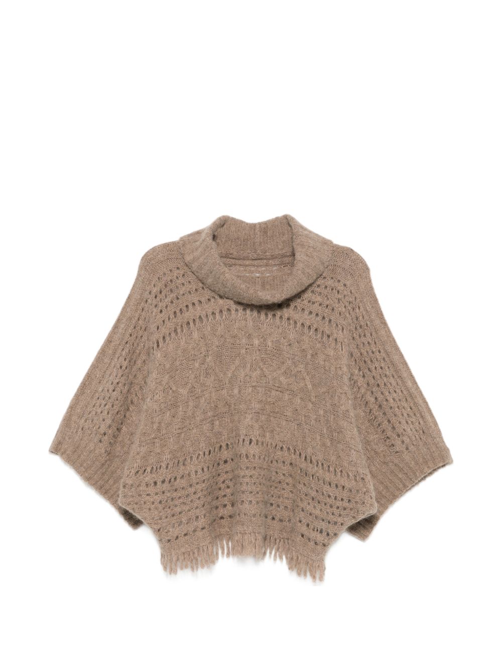 D EXTERIOR Maglia poncho marrone in lana di alpaca 