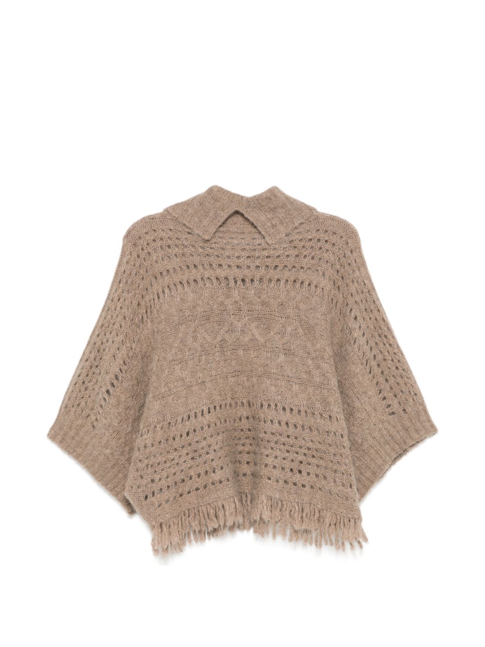 D EXTERIOR Maglia poncho marrone in lana di alpaca 