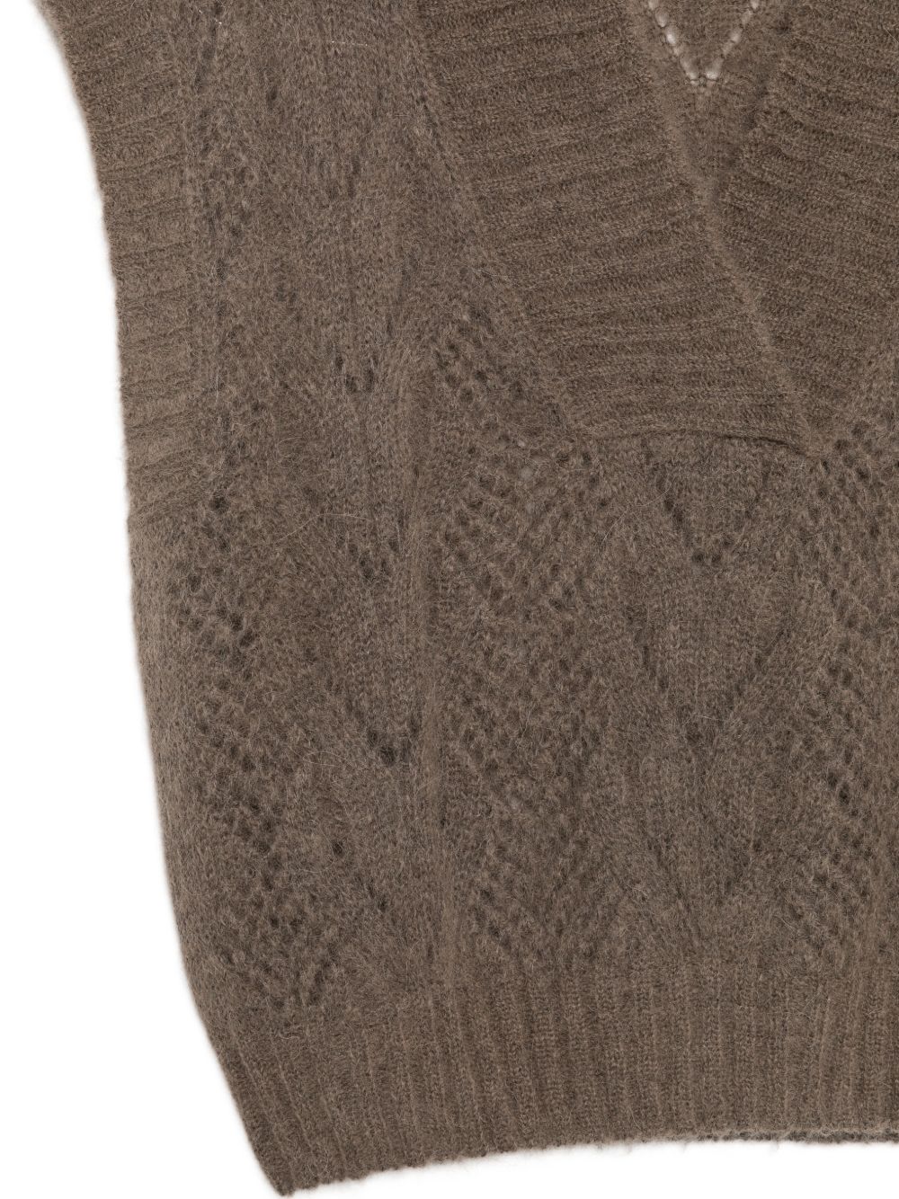 D EXTERIOR Gilet in maglia di lana marrone con scollo a V 