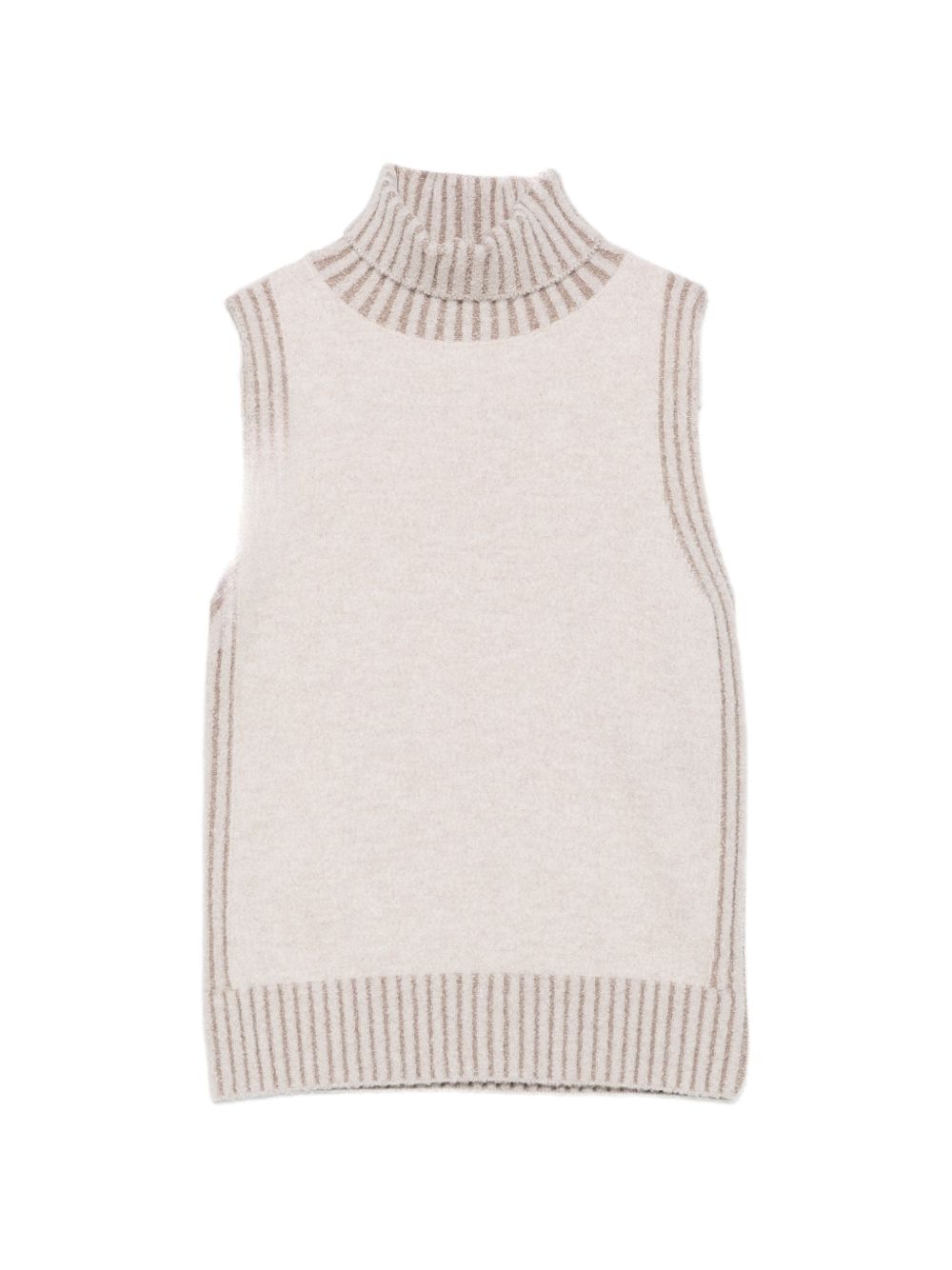 D EXTERIOR Gilet in maglia a collo alto con lavorazione a coste in lana 