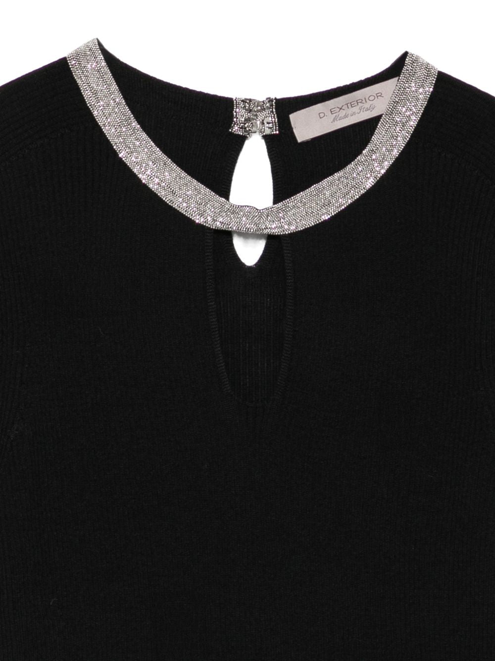 D EXTERIOR Maglia nera girocollo con strass 