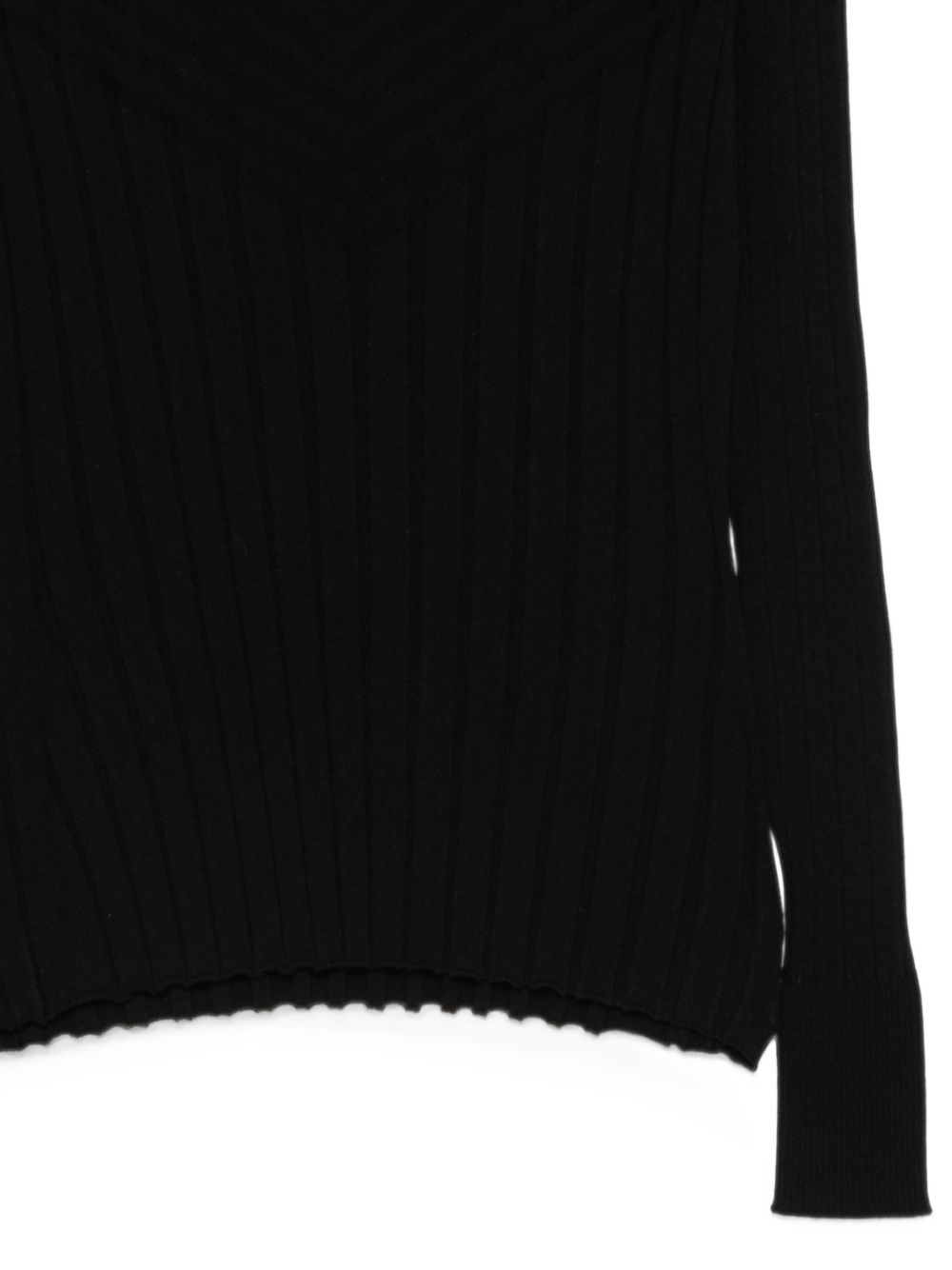 D EXTERIOR Maglia nera in lana dalla texture leggera con scollo a V 