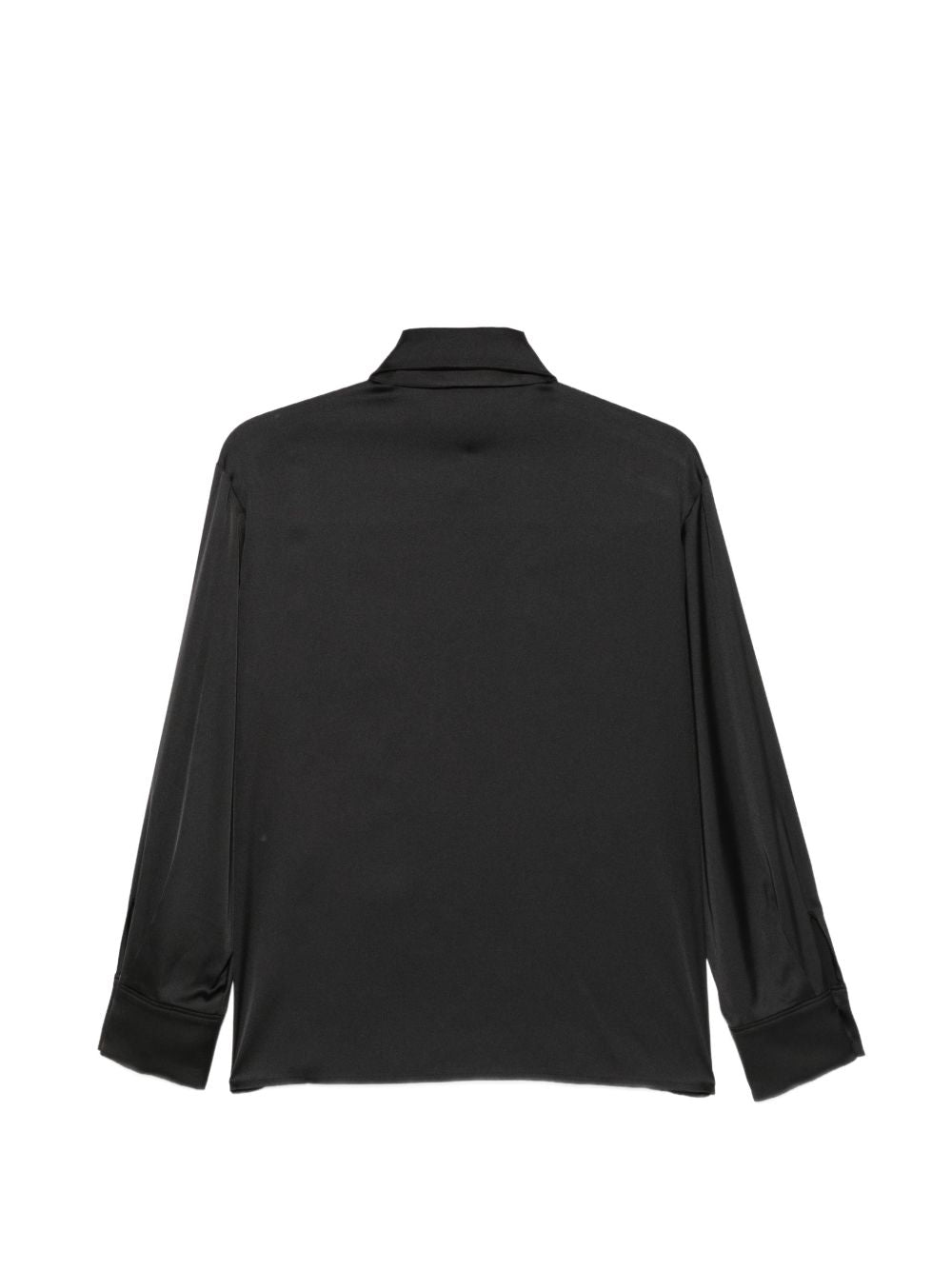 D EXTERIOR Camicia nera con fiocco al collo e tasche sul petto 