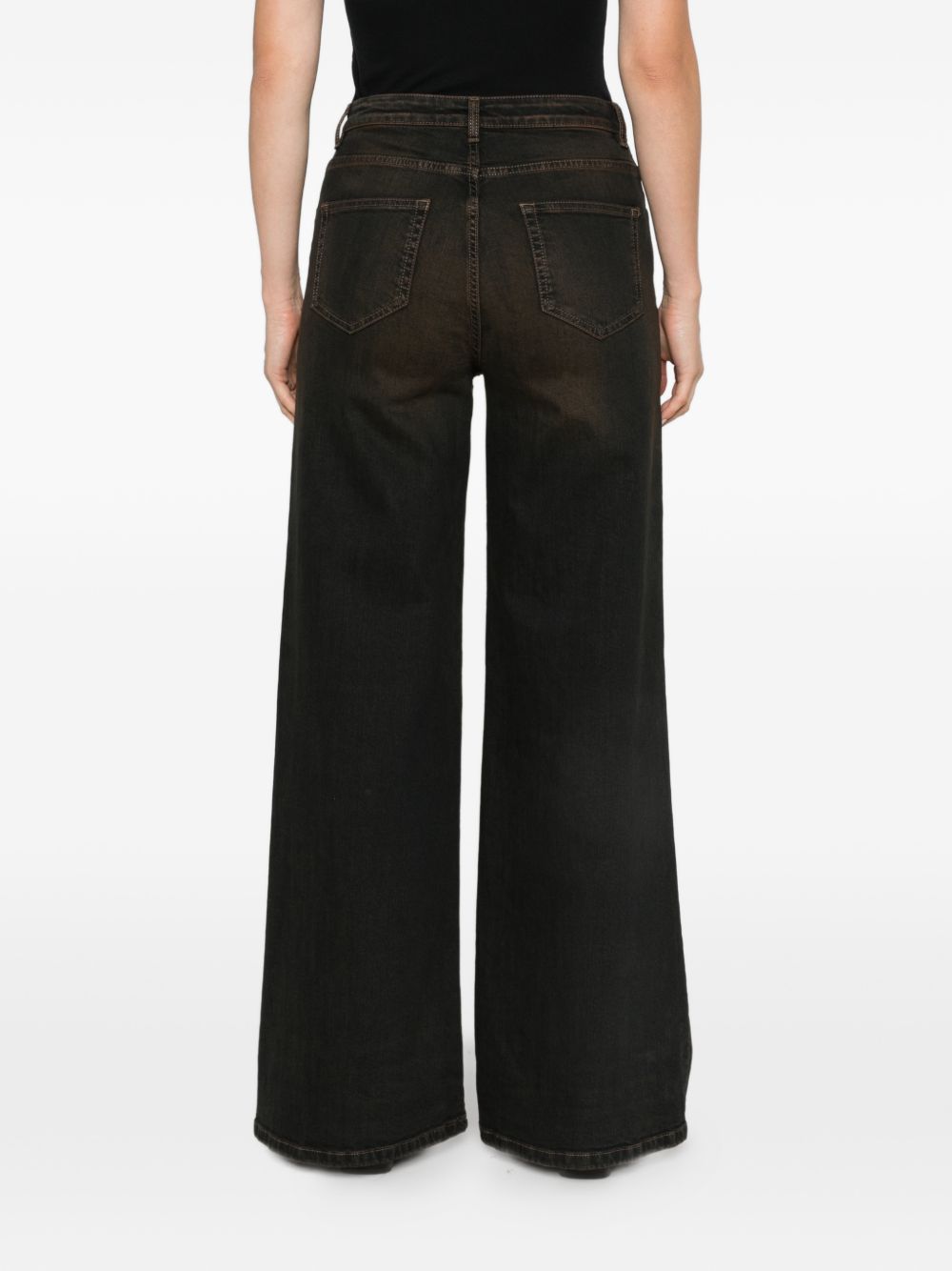 D EXTERIOR Jeans lunghi marroni wide leg effetto washed 