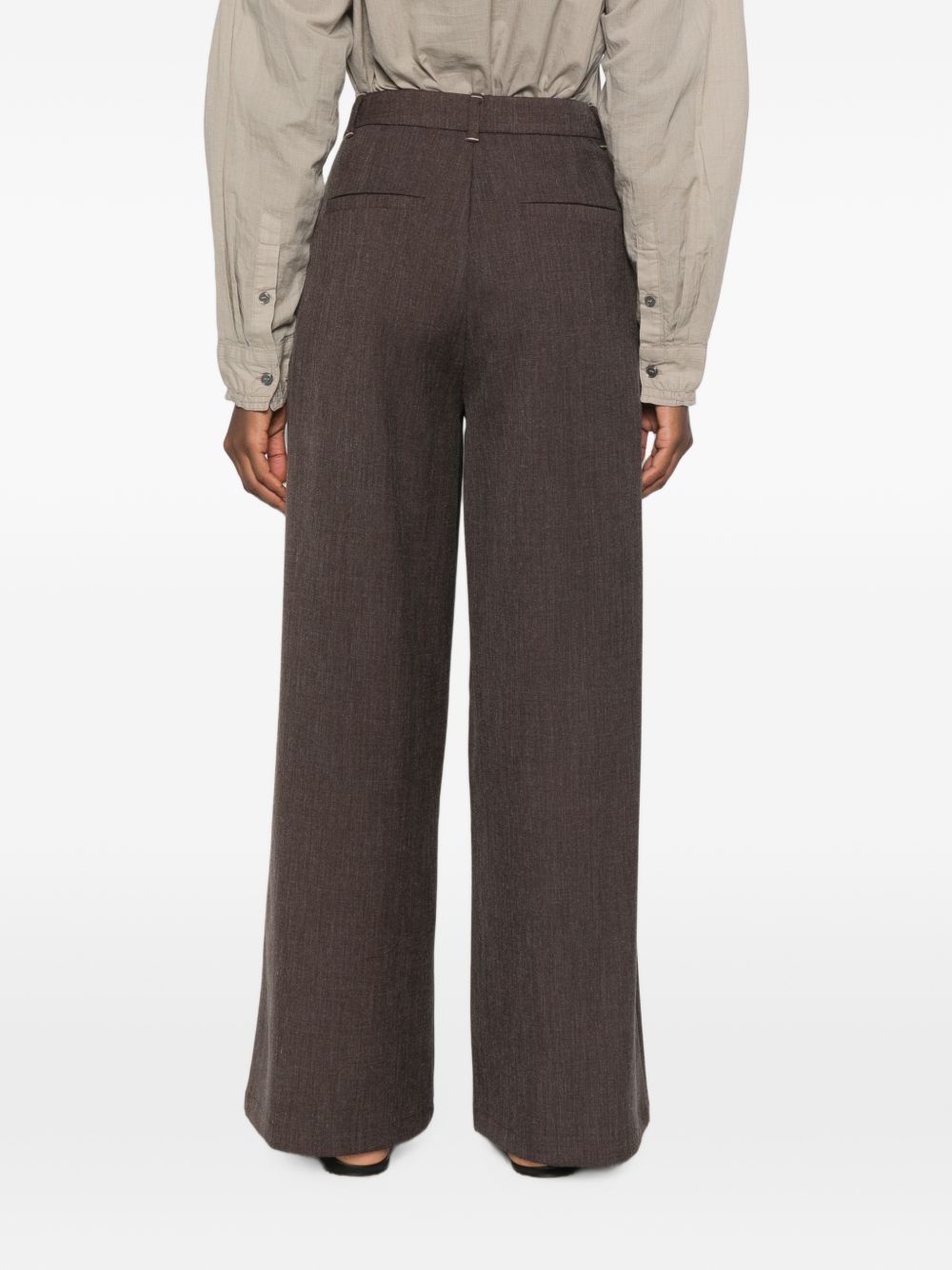 ELEH Pantaloni sartoriali wide leg marrone scuro con pinces 