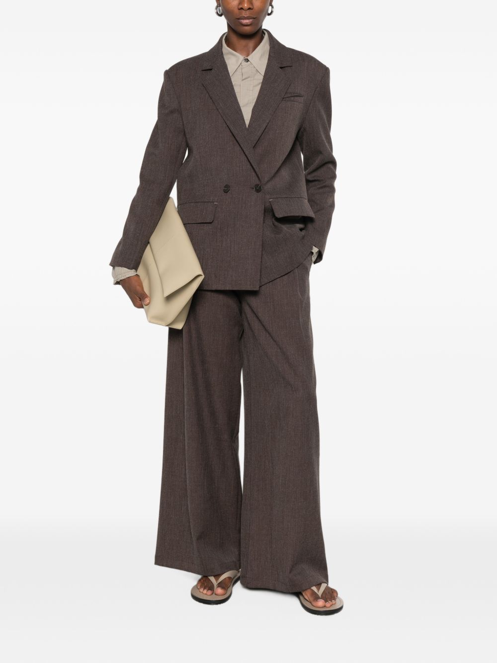 ELEH Pantaloni sartoriali wide leg marrone scuro con pinces 
