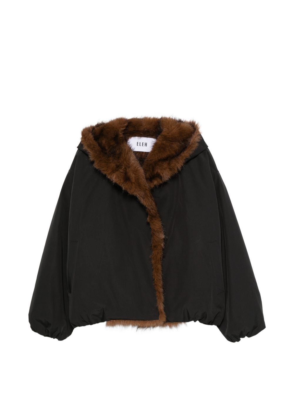 ELEH Bomber nero con interno in ecopelliccia marrone 