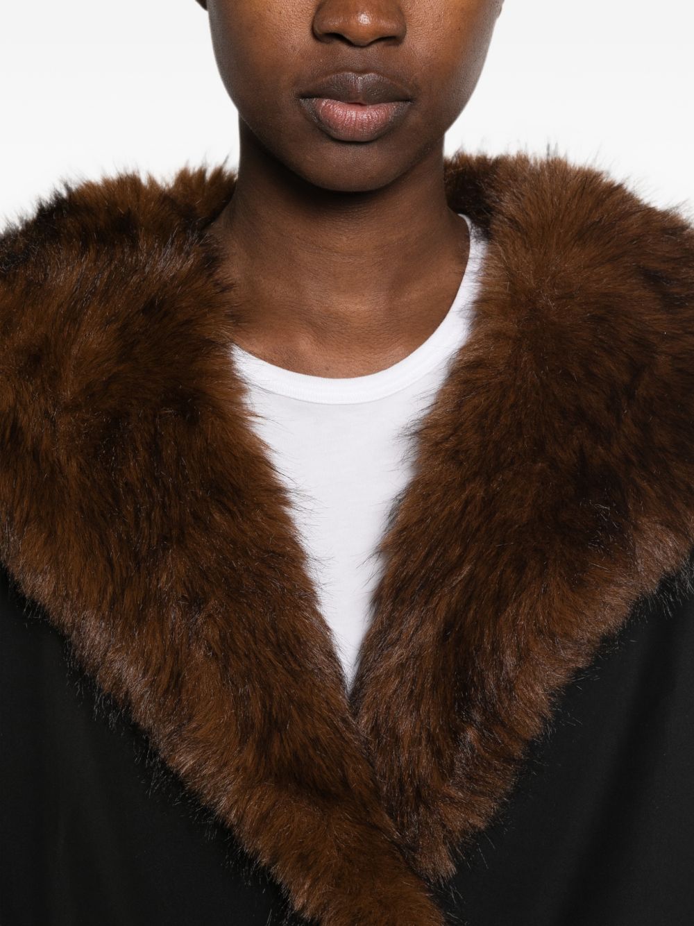 ELEH Bomber nero con interno in ecopelliccia marrone 
