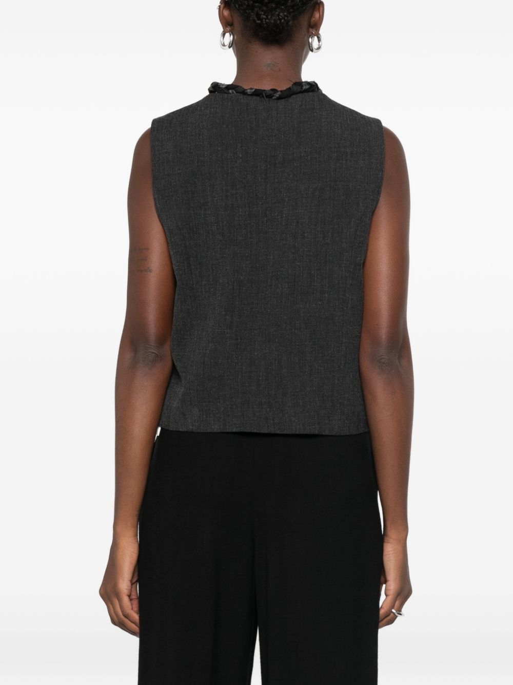 ELEH Maglia slim beige a coste con cuciture a vista 