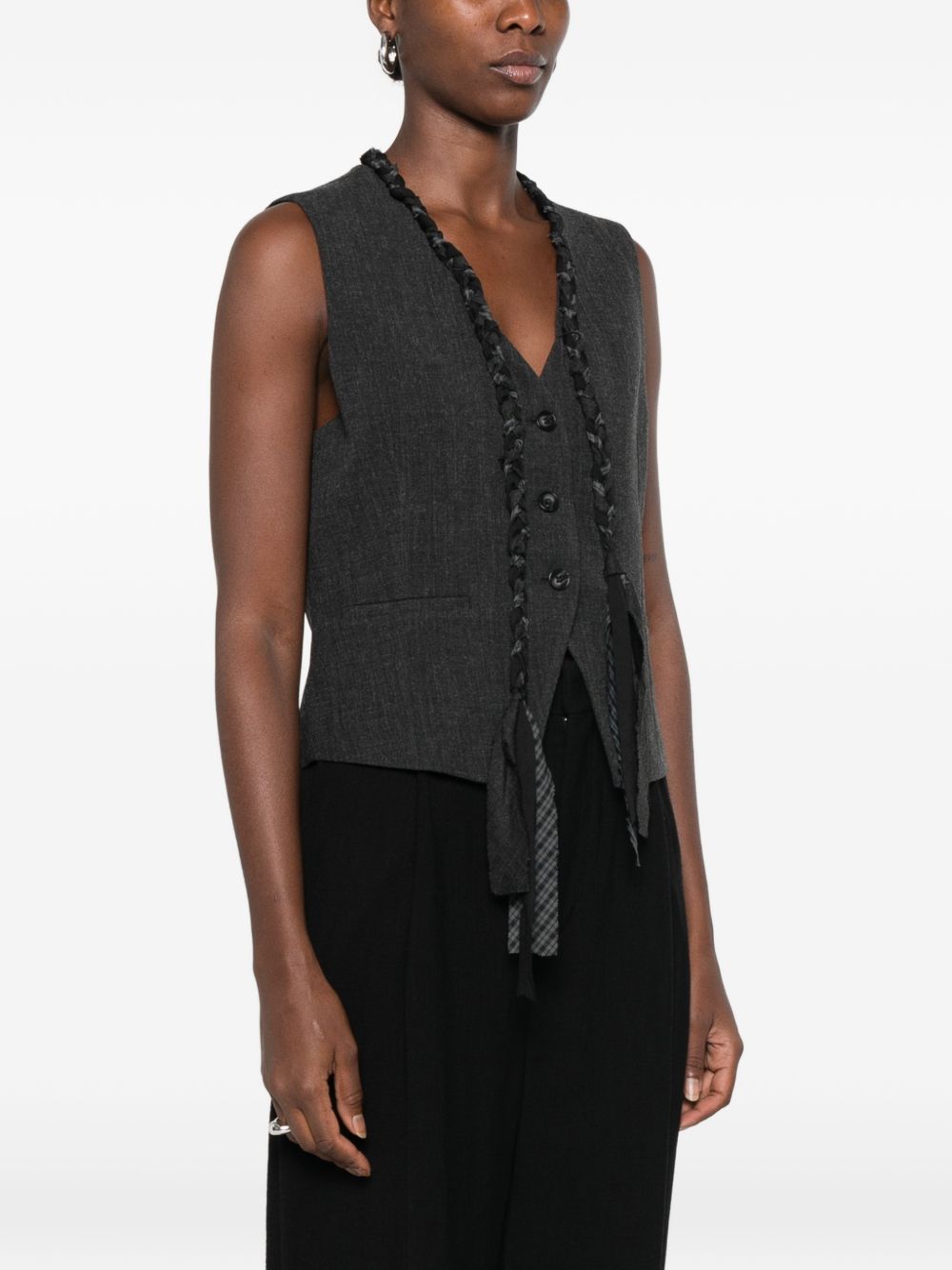 ELEH Maglia slim beige a coste con cuciture a vista 