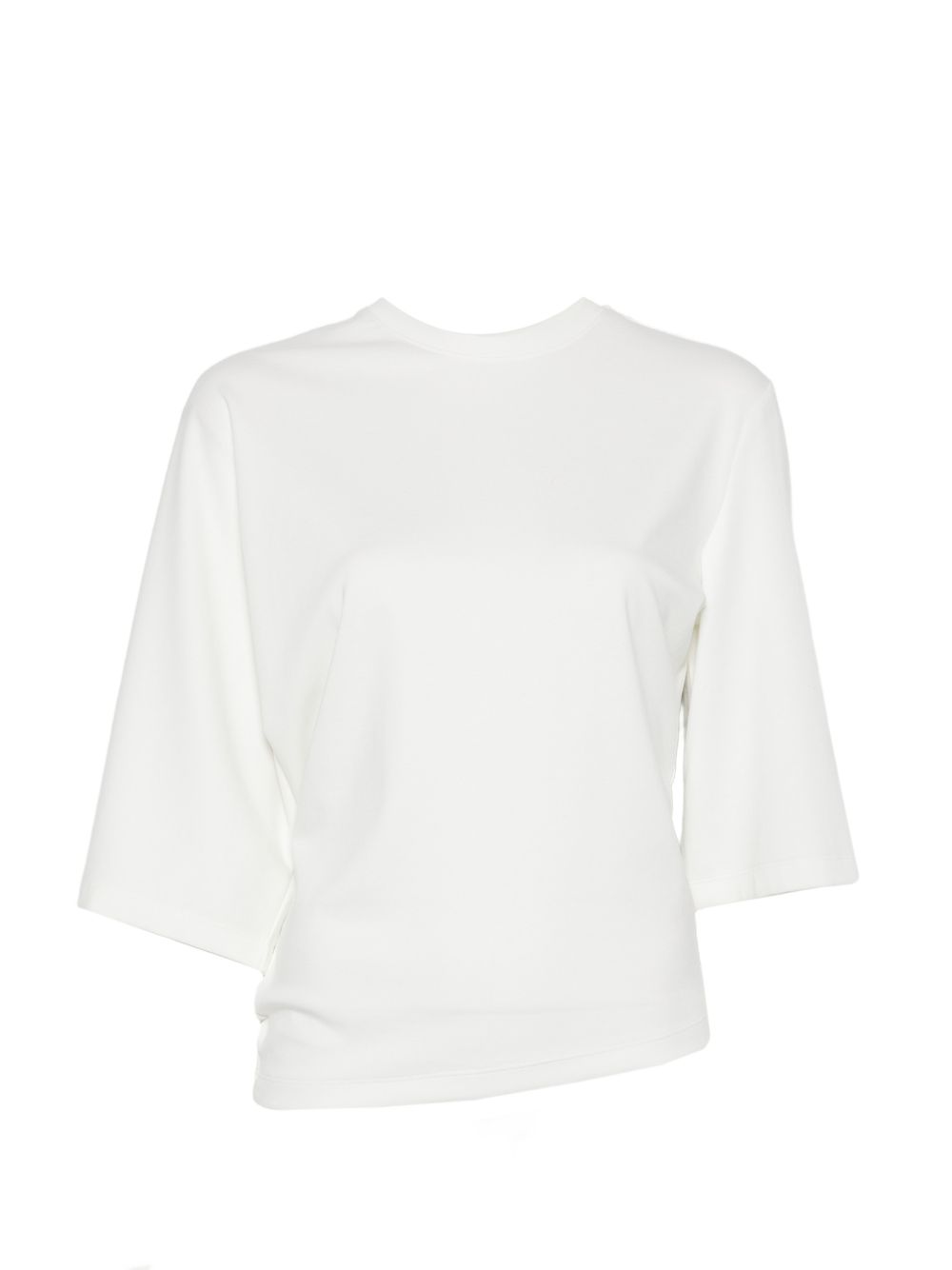 ELEH T-shirt bianca drappeggiata a maniche corte 