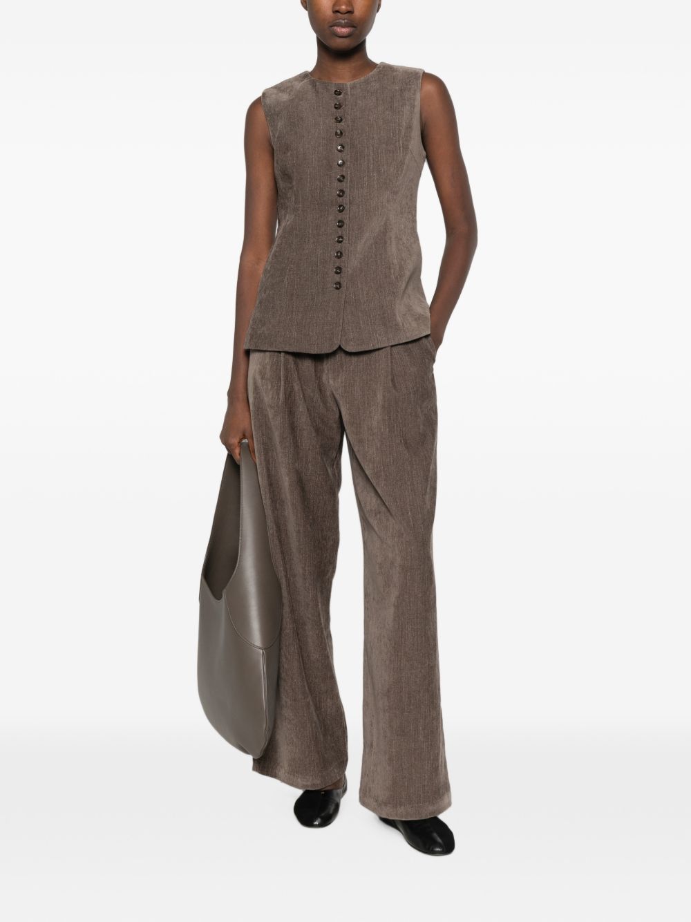 ELEH Gilet marrone con bottoni 