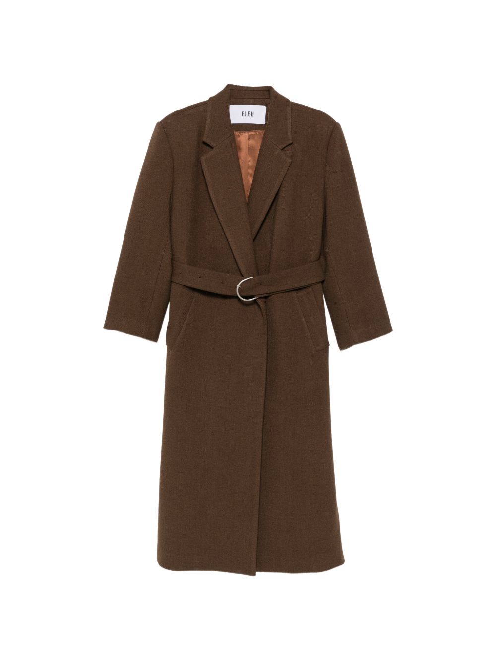 ELEH Cappotto marrone con cintura in vita 