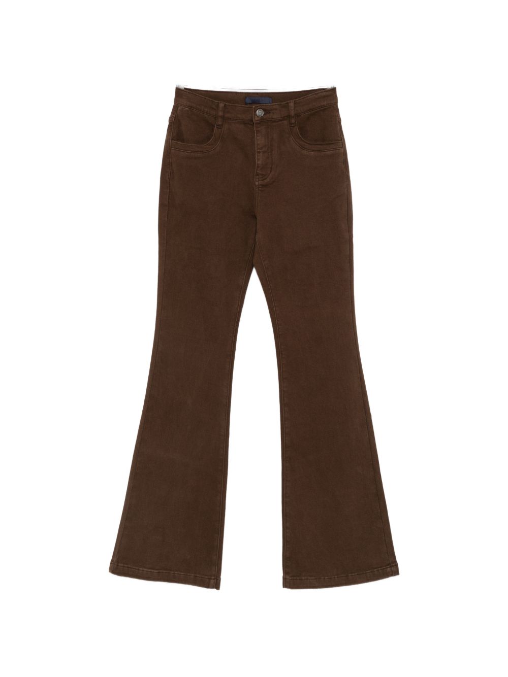 ELEH Jeans marrone scuro a zampa con cinque tasche 
