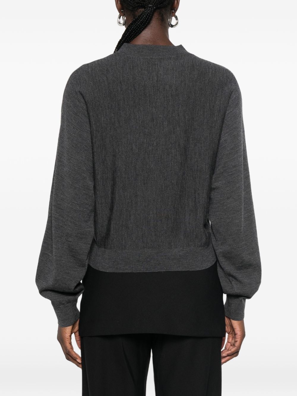 ELEH Maglioncino cropped grigio scuro in pura lana 