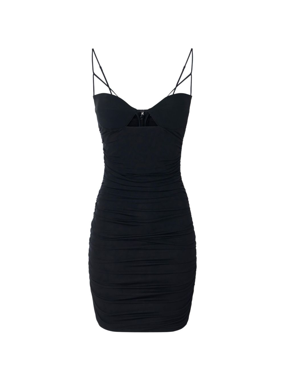 ELISABETTA FRANCHI Mini abito nero in jersey crêpe con drappeggi 