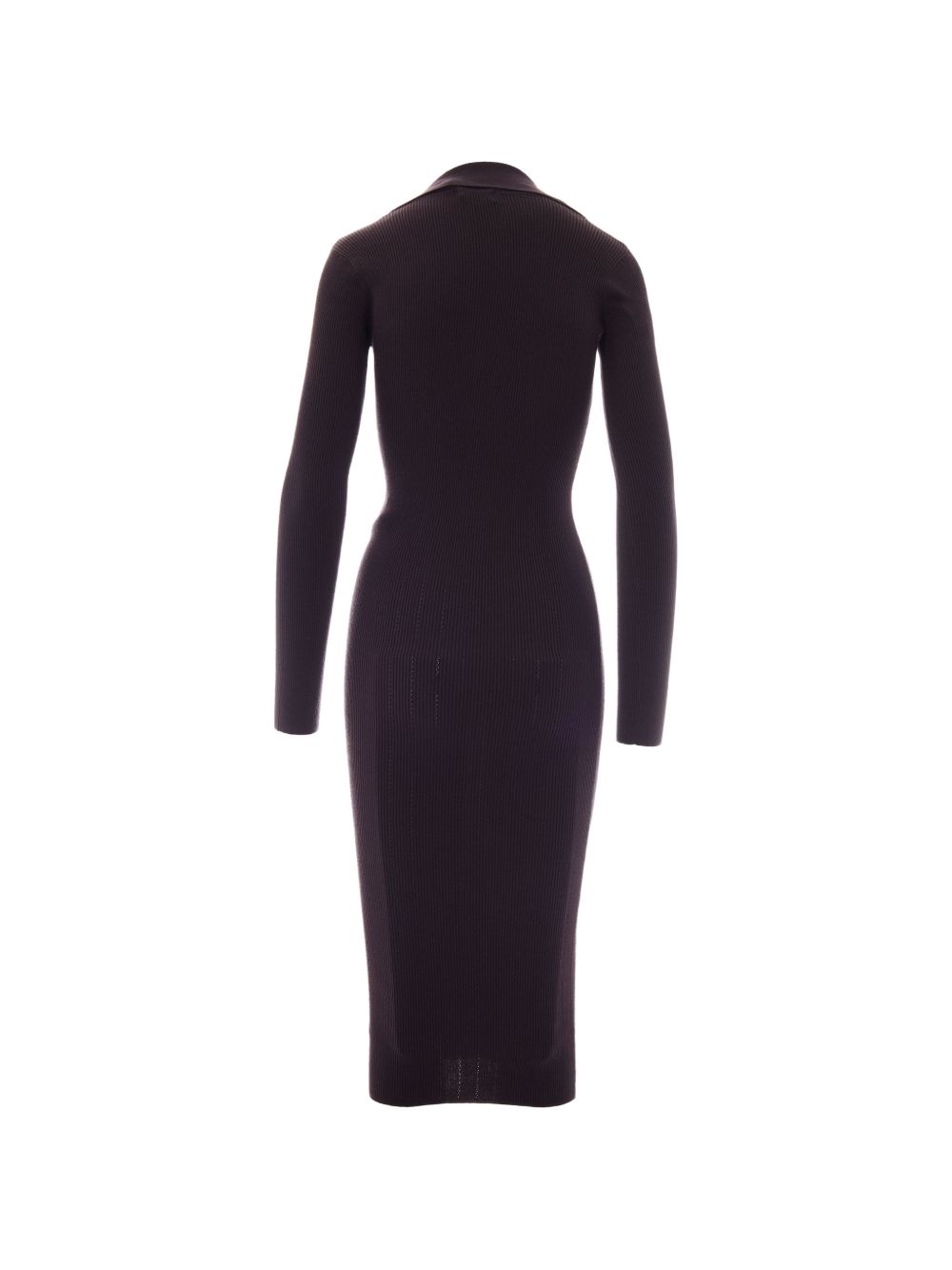 ELISABETTA FRANCHI Abito midi slim marrone con scollo a V 