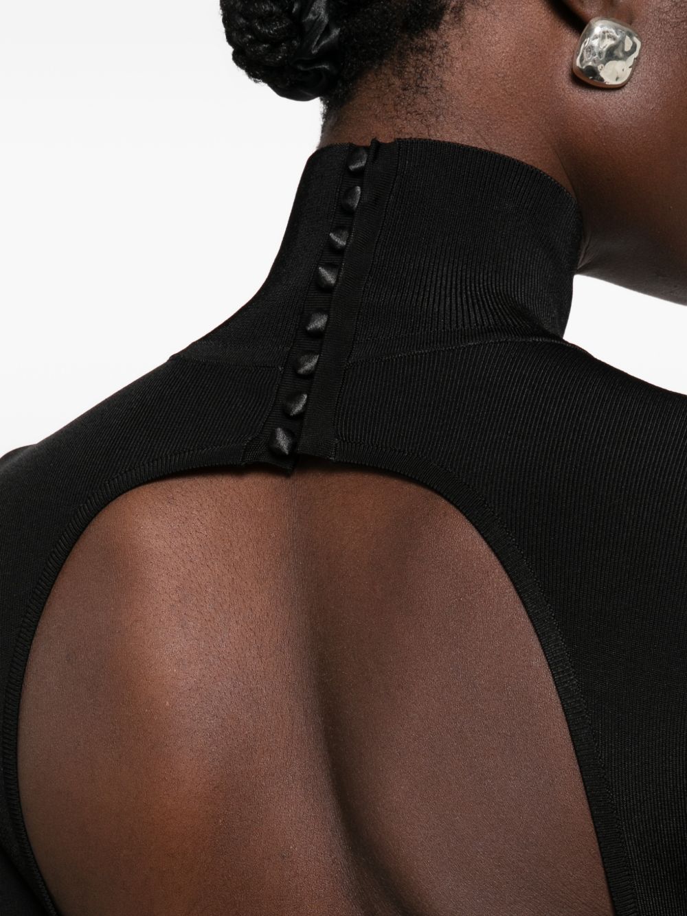 ELISABETTA FRANCHI Abito Lungo Nero con Gonna a Balze 