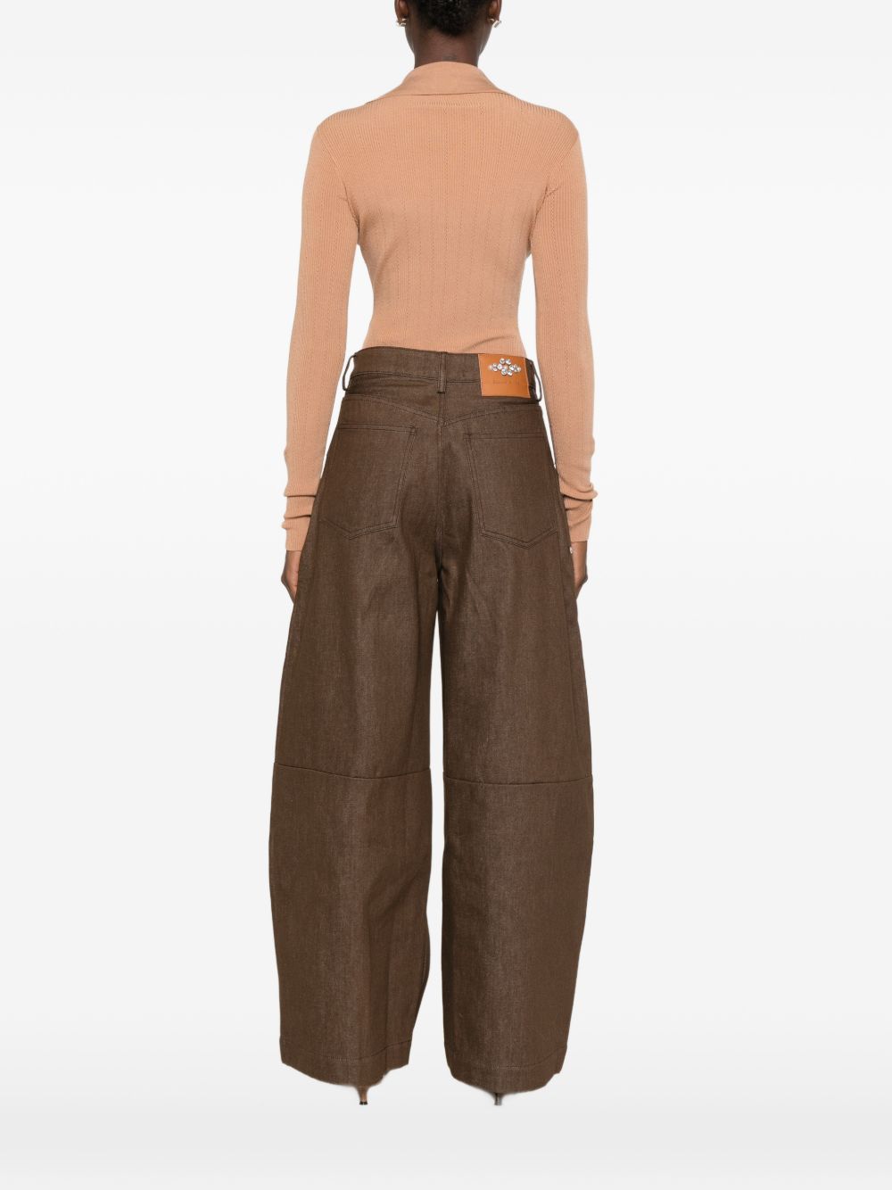ELISABETTA FRANCHI Body rosa cipria con scollo a V e taschino frontale 