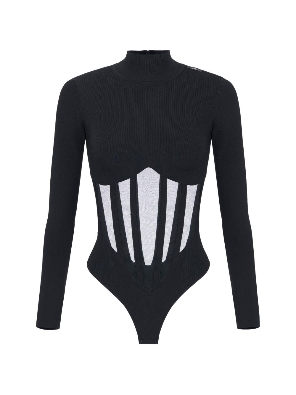 ELISABETTA FRANCHI Body nero con dettagli cut-out trasparenti 