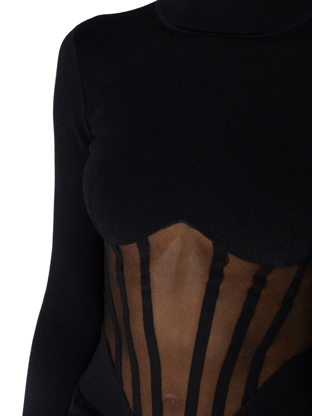 ELISABETTA FRANCHI Body nero con dettagli cut-out trasparenti 