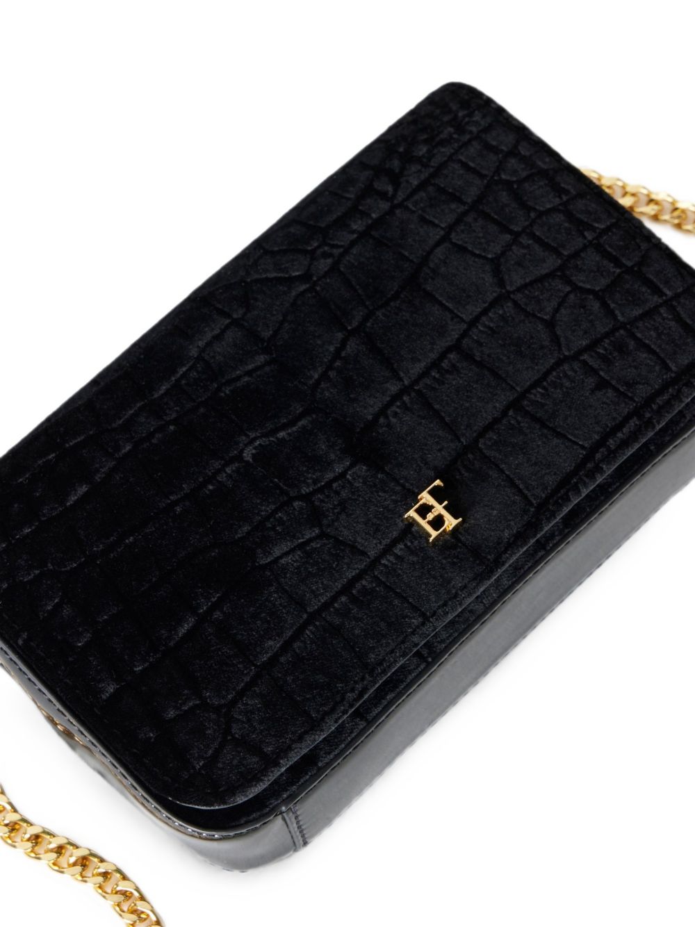 ELISABETTA FRANCHI Borsa nera in ecopelle effetto coccodrillo 