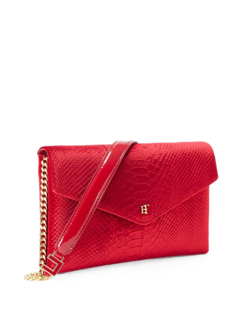 ELISABETTA FRANCHI Borsa pochette rossa in ecopelle effetto coccodrillo 