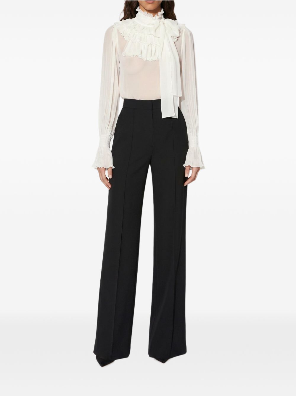 ELISABETTA FRANCHI Blusa bianca a maniche lunghe semitrasparente 