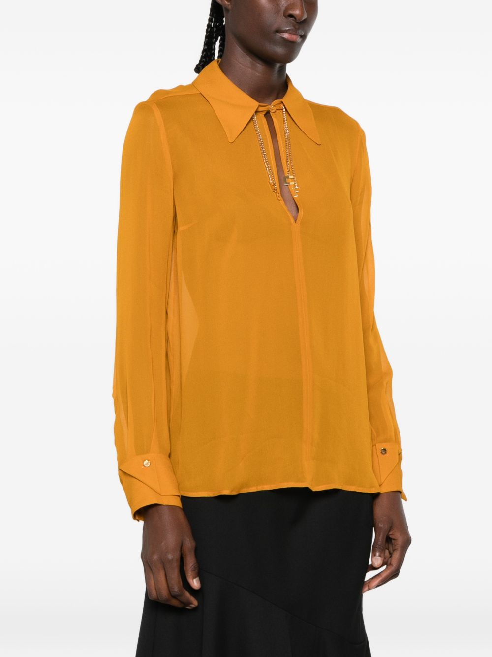 ELISABETTA FRANCHI Camicia arancione luminoso semitrasparente 