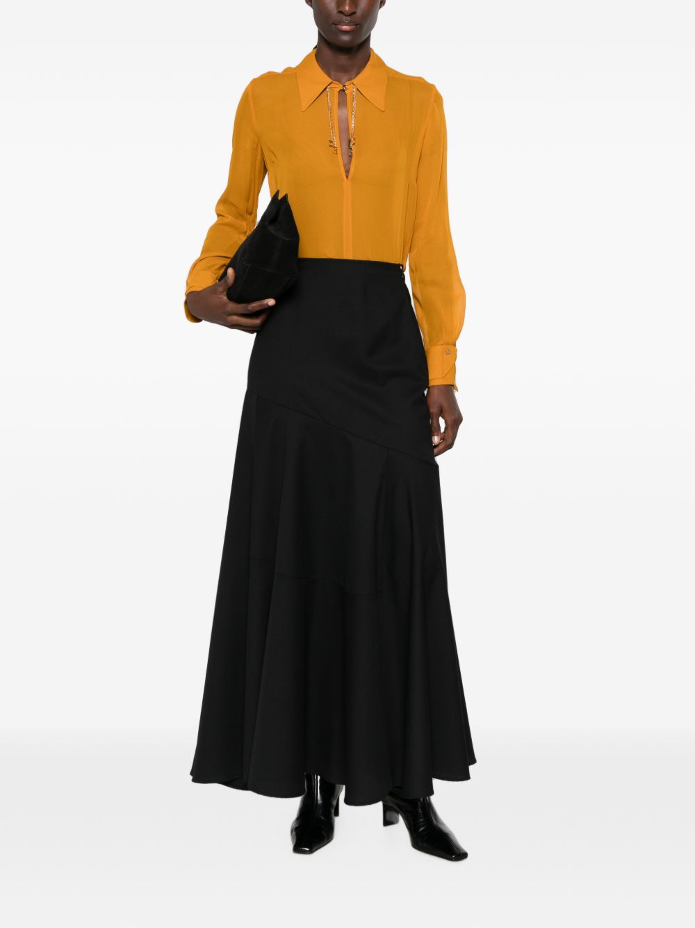 ELISABETTA FRANCHI Camicia arancione luminoso semitrasparente 