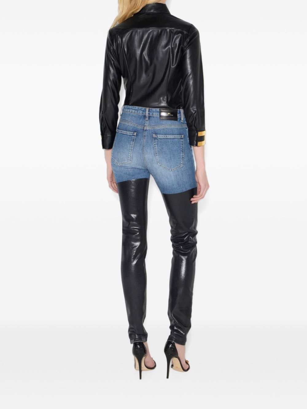 ELISABETTA FRANCHI Camicia nera effetto pelle 