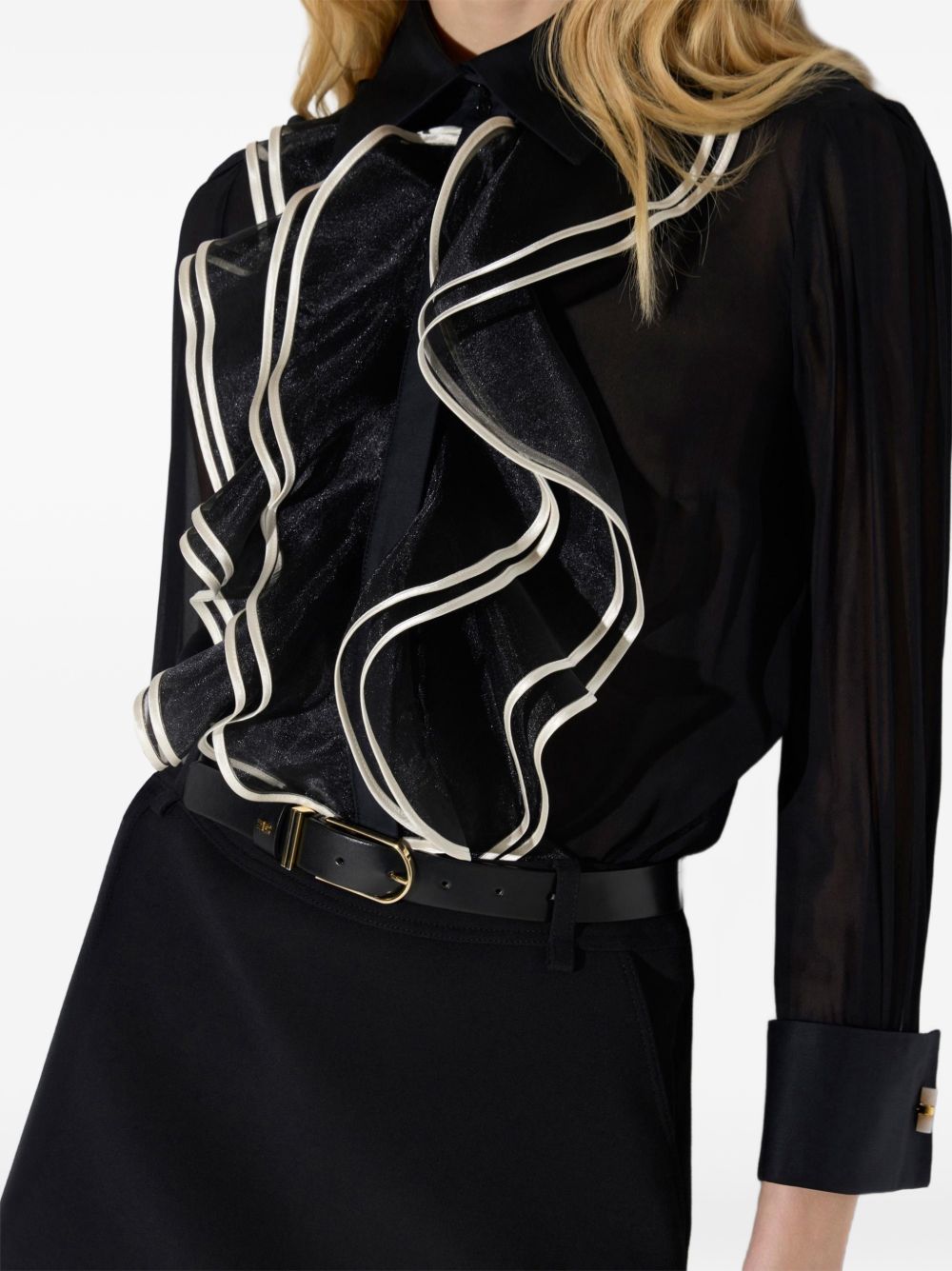 ELISABETTA FRANCHI Camicia bicolore nero e burro 