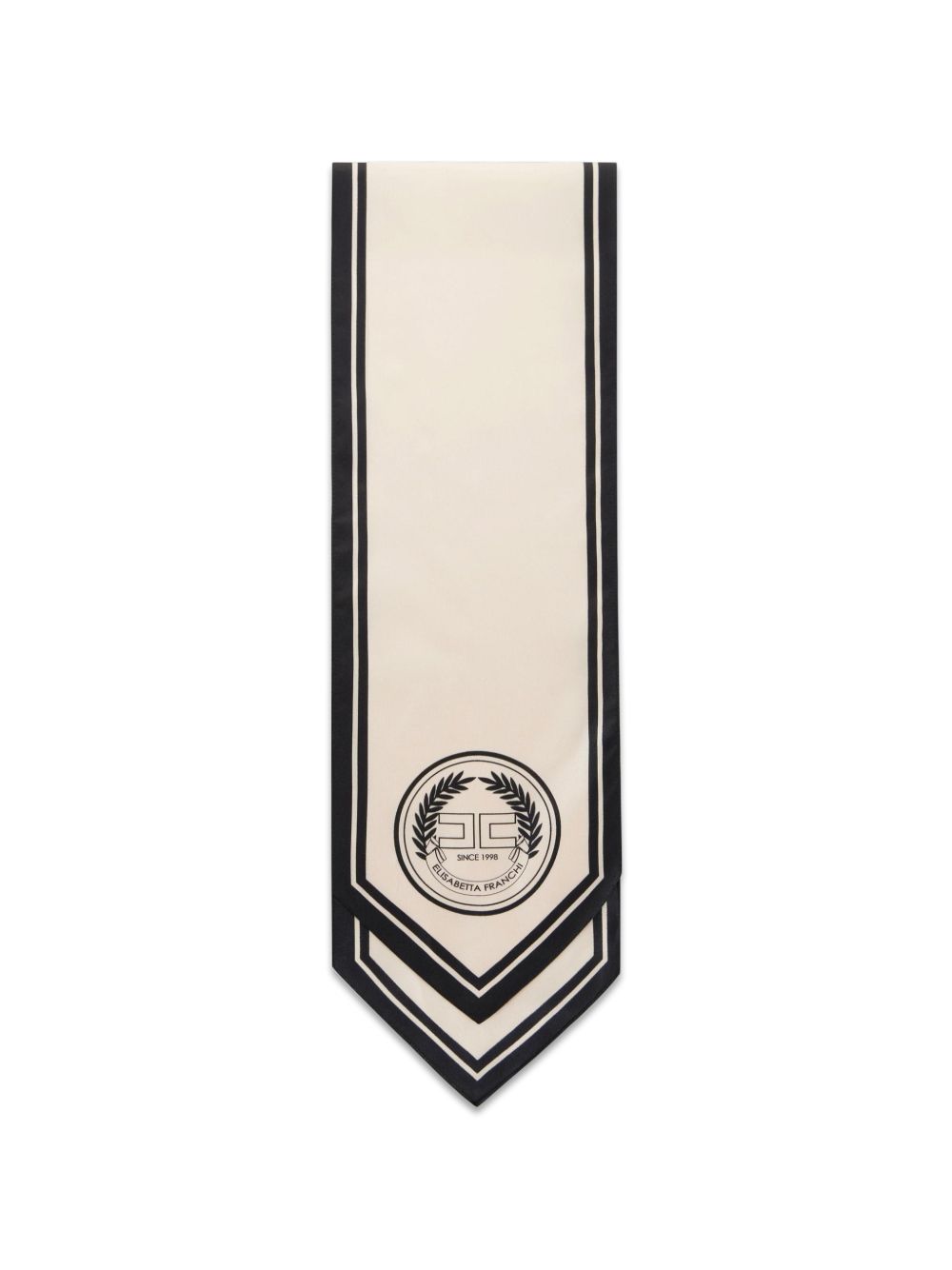 ELISABETTA FRANCHI Foulard in seta bianco e nero con stemma grafico 