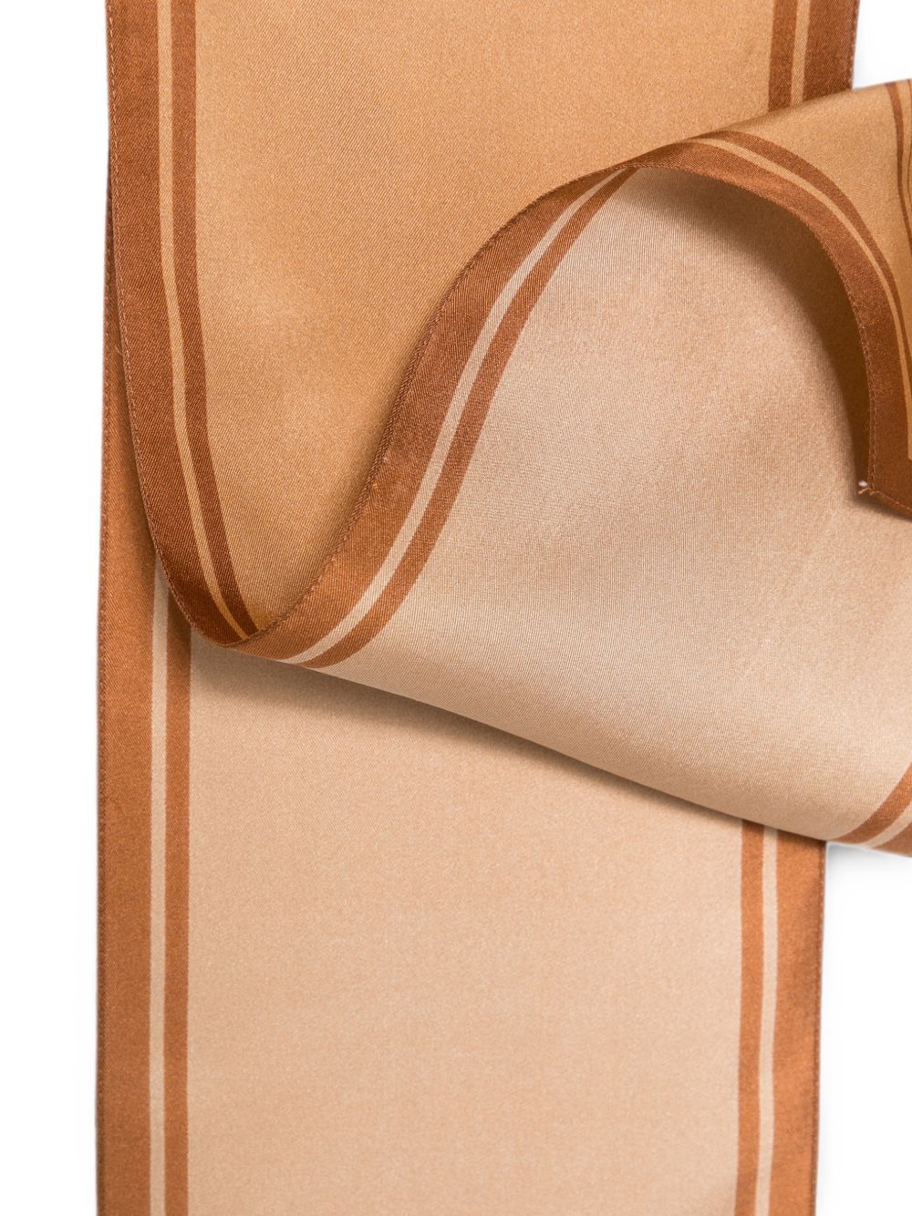 ELISABETTA FRANCHI Sciarpa foulard in seta marrone e arancione con logo 