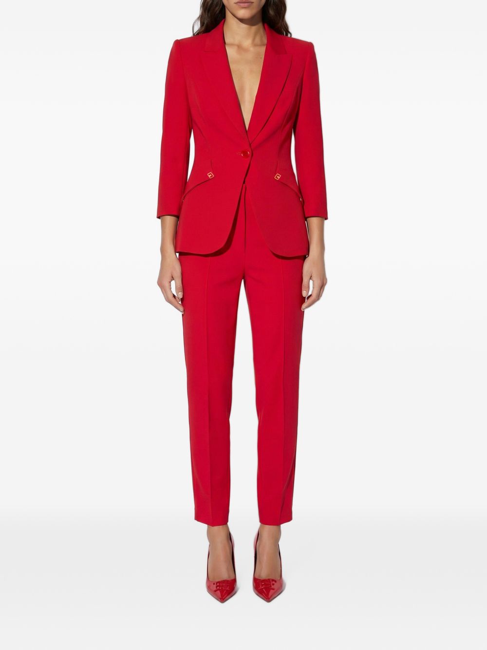 ELISABETTA FRANCHI Blazer slim rosso con maniche a 3/4 