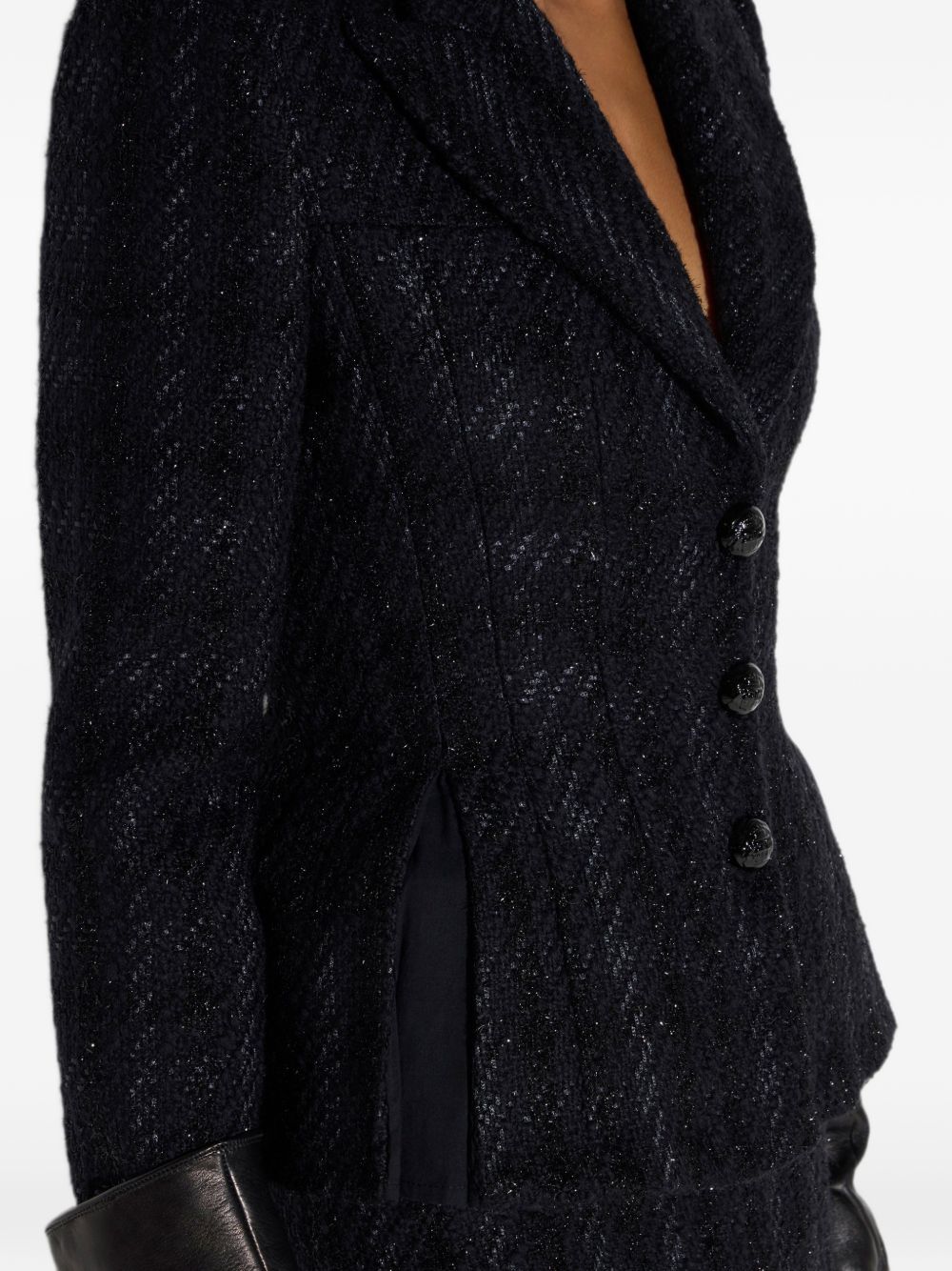 ELISABETTA FRANCHI Giacca slim in lana nera principe di Galles 